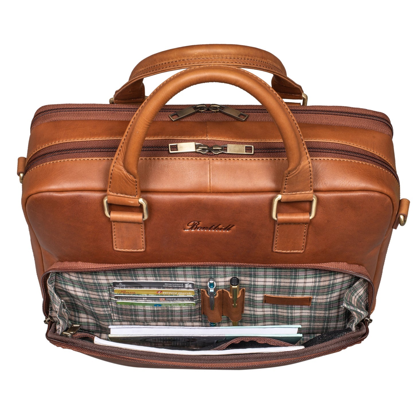 Benthill Aktentasche Leder Laptoptasche - Ledertasche für Herren und Damen Gross - Umhängetasche aus echtem Leder - Große Schultertasche für Laptop