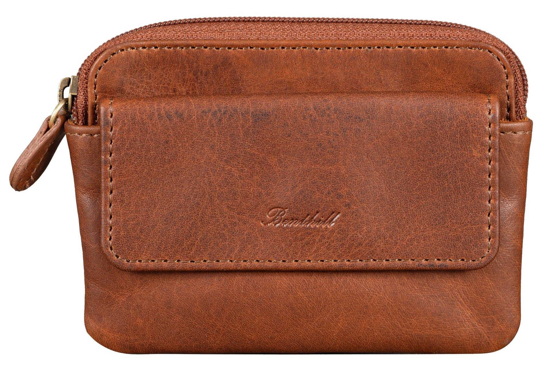 Benthill Schlüsseltasche Leder | Schlüsselbörse mit Münzfach| Kleines Schlüsseletui mit Kartenfach | Echt Leder Schüssel-Etui