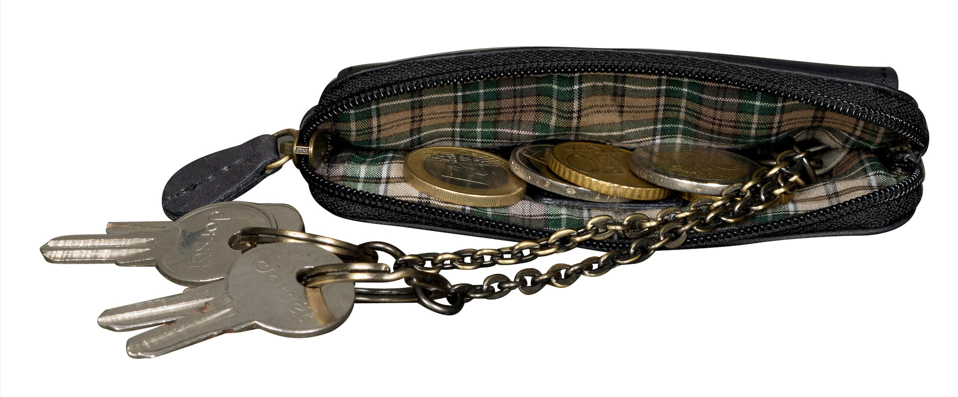 Benthill Schlüsseltasche Leder | Schlüsselbörse mit Münzfach| Kleines Schlüsseletui mit Kartenfach | Echt Leder Schüssel-Etui