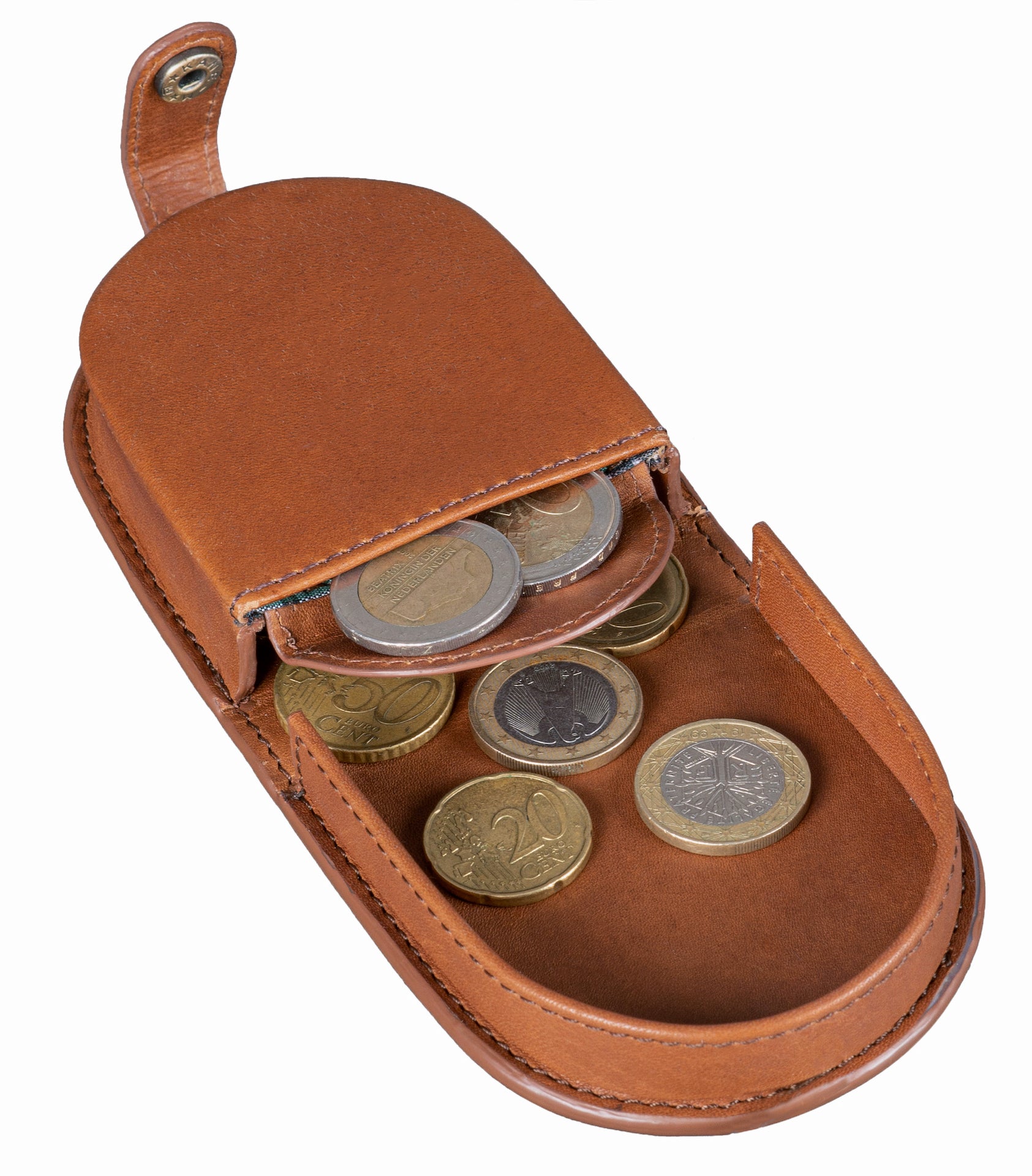 Benthill Echt-Leder Münzbörse - Minigeldbörse mit Kleingeldschütte - Leder Kleingeldbörse für Münzen - Wiener-Schachtel - Geldbörse / Schüttelbörse