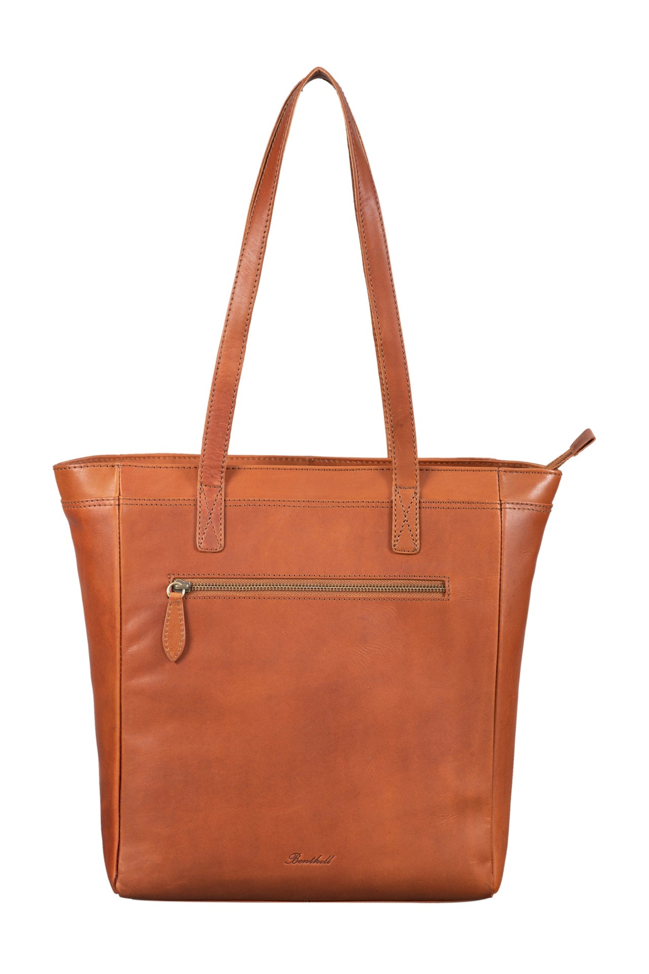 Benthill Damen Shopper Leder - Umhängetasche aus Rindsleder - Handtasche mit Reißverschluss - Schultertasche / Ledertasche - Vintage Beutel