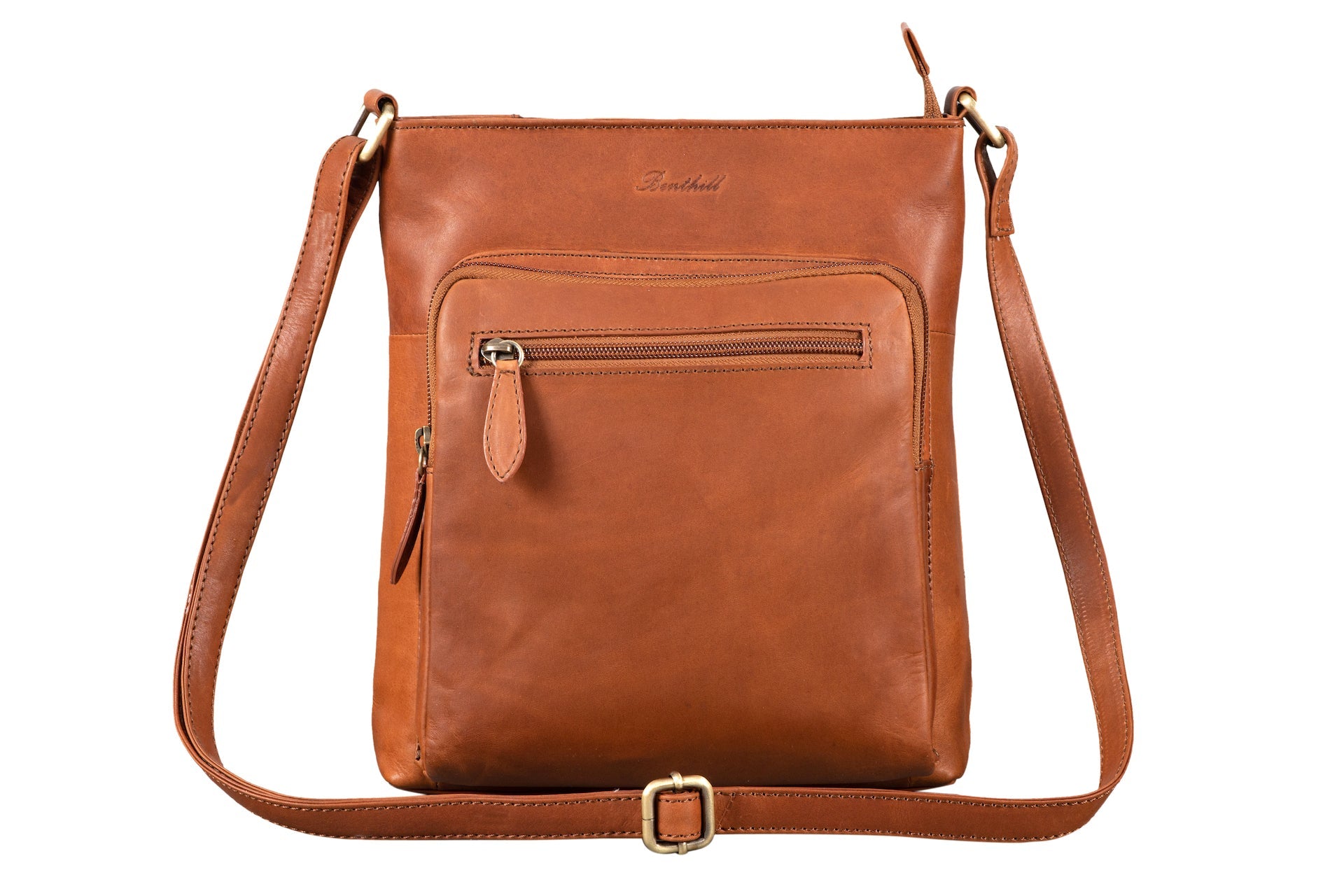 Benthill Damen Shopper Leder - Tasche aus echtem Rindsleder - Handtasche mit Reißverschluss - Schultertasche / Ledertasche - Vintage Umhängetasche