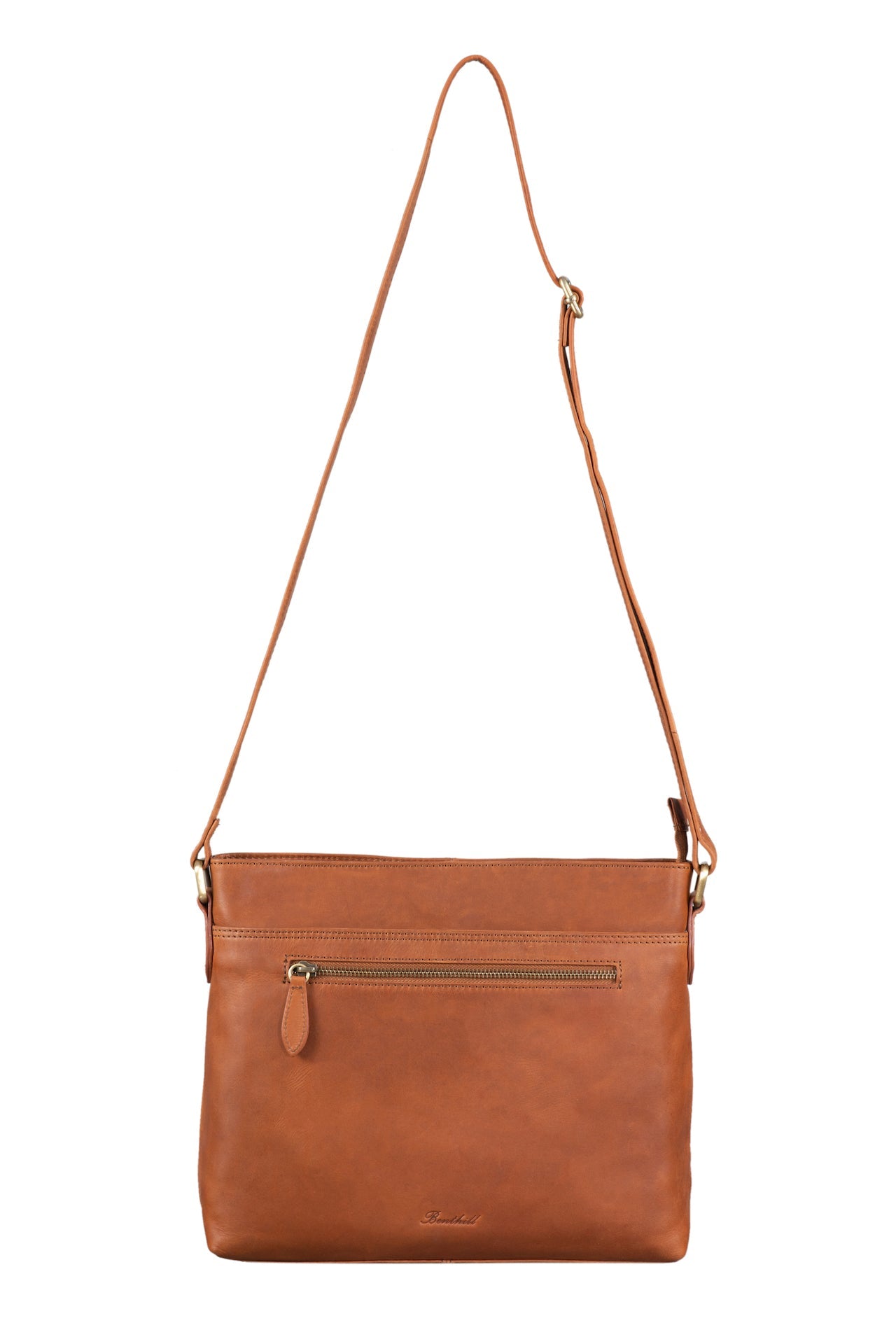 Benthill Handtasche Damen Leder - Tasche aus echtem Rindsleder - Schultertasche mit Reißverschluss - Vintage Umhängetasche