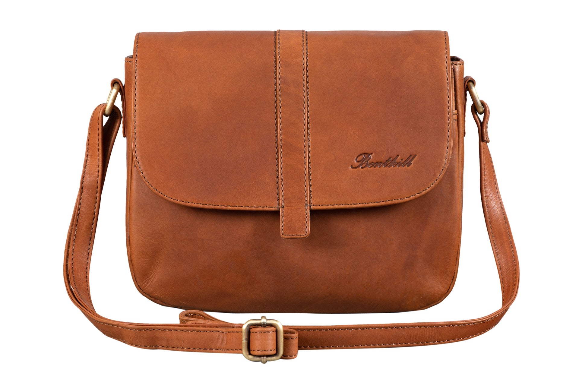 Benthill Damen Tasche aus Echt-Leder - Handtasche aus Rindsleder - Schultertasche mit Reißverschluss - Vintage Umhängetasche
