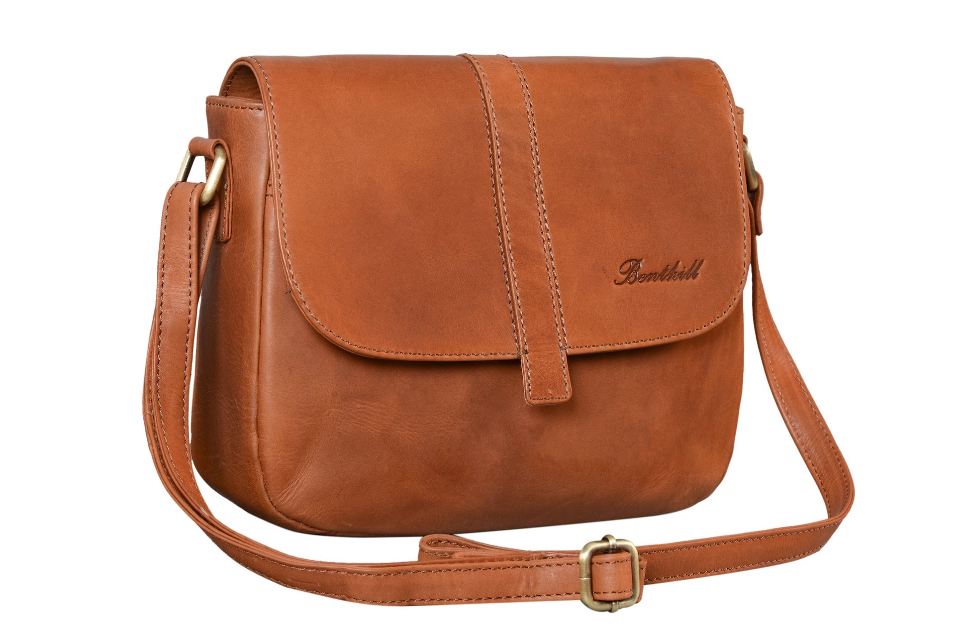 Benthill Damen Tasche aus Echt-Leder - Handtasche aus Rindsleder - Schultertasche mit Reißverschluss - Vintage Umhängetasche