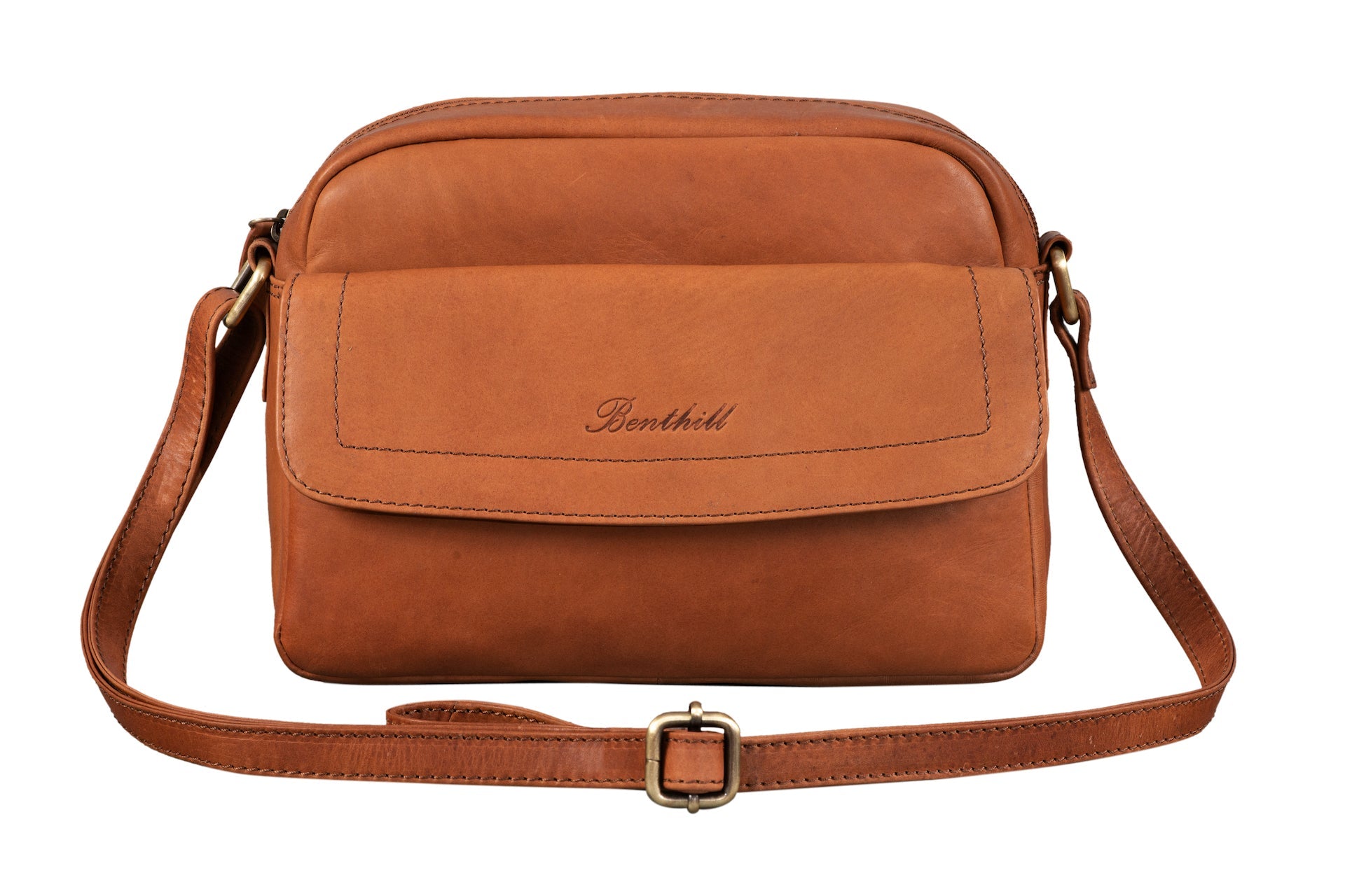 Benthill Damen Tasche aus Echt-Leder - Umhängetasche aus Rindsleder - Handtasche mit Reißverschluss - Vintage Frauen Schultertasche