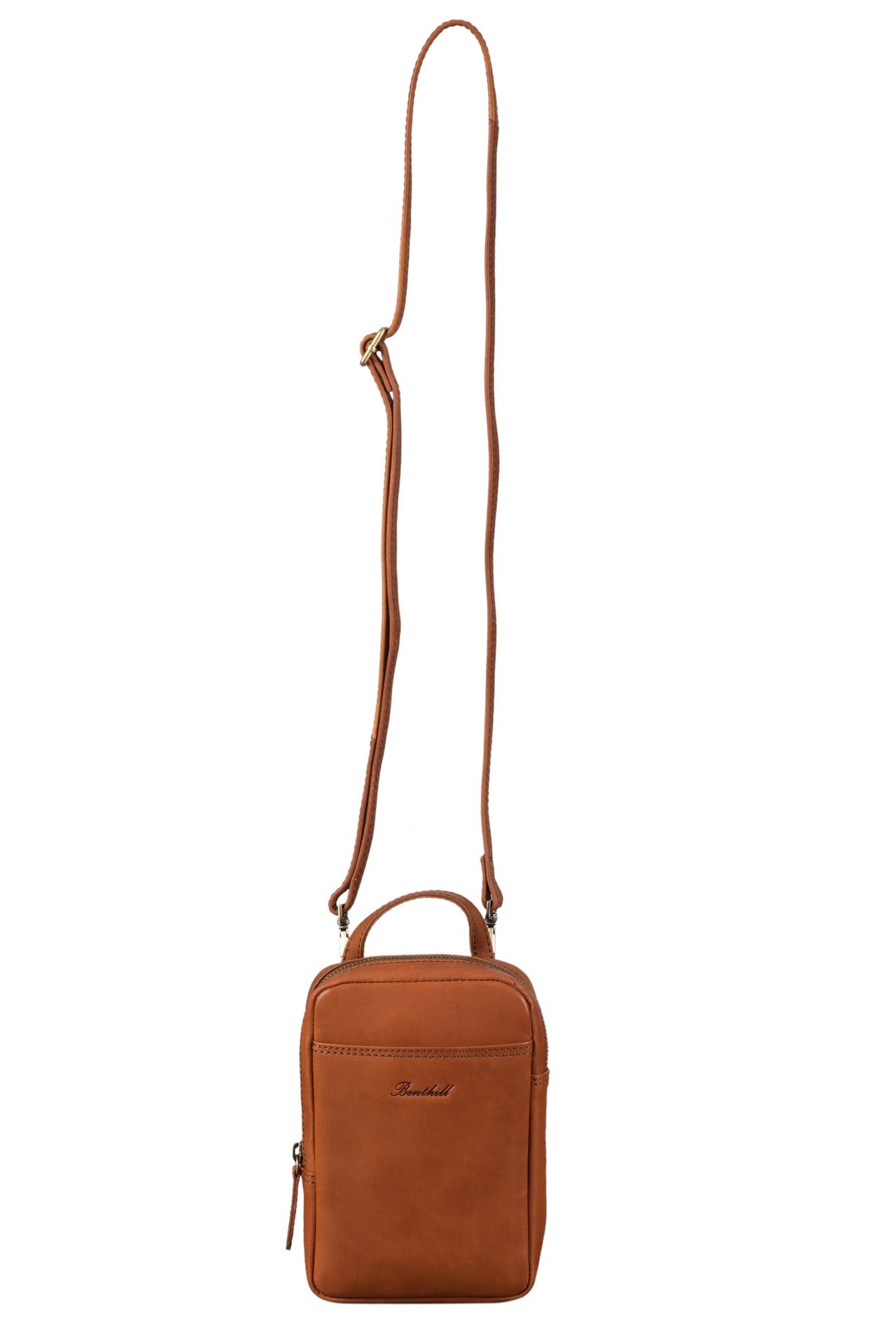 Benthill Wandertasche Echt-Leder - Tasche aus Rindsleder - Umhängetasche mit Reißverschluss - Kleine Schultertasche / Bag Beutel