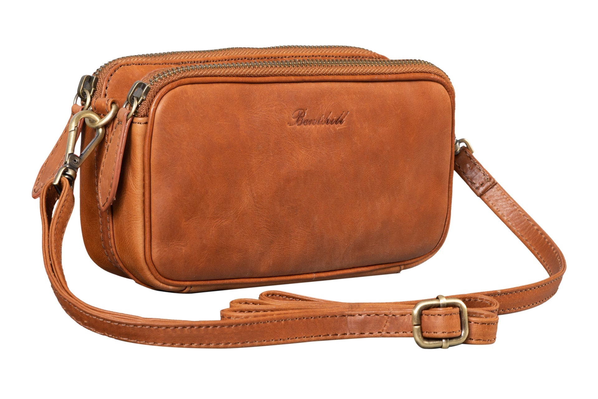 Benthill Reisetasche aus echtem Leder - Reisebrieftasche - Umhängetasche aus Rindsleder - Organizer / Bag Beutel mit viel Platz - Schultertasche - Umhängetasche