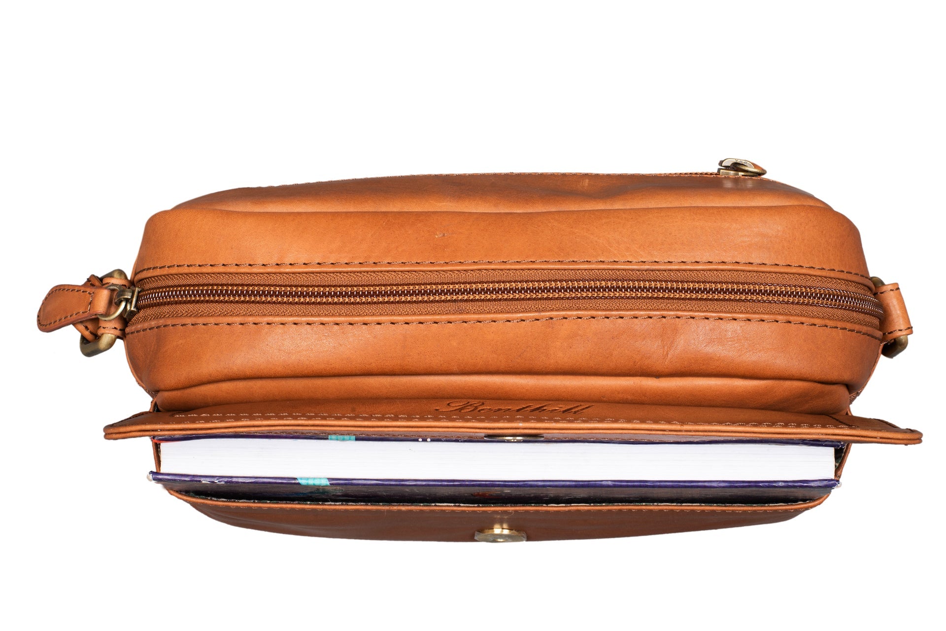 Benthill Damen Tasche aus Echt-Leder - Umhängetasche aus Rindsleder - Handtasche mit Reißverschluss - Vintage Frauen Schultertasche