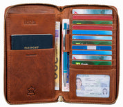 Benthill Reisebrieftasche aus echtem Leder - Travel Wallet / Dokumententasche - Organizer - RFID Große Echt-Leder Geldbörse