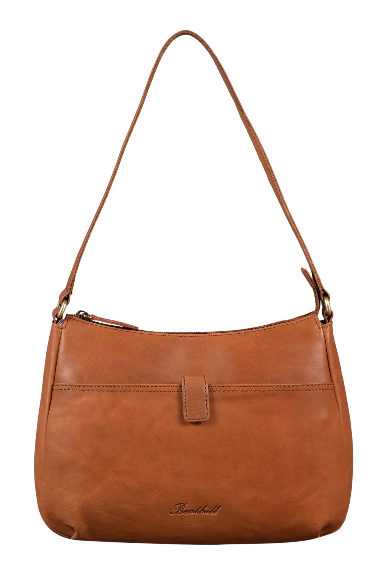 Benthill Handtasche Damen Leder - Damentasche aus Rindsleder - Echt Leder Schultertasche mit Reißverschluss - Vintage Umhängetasche