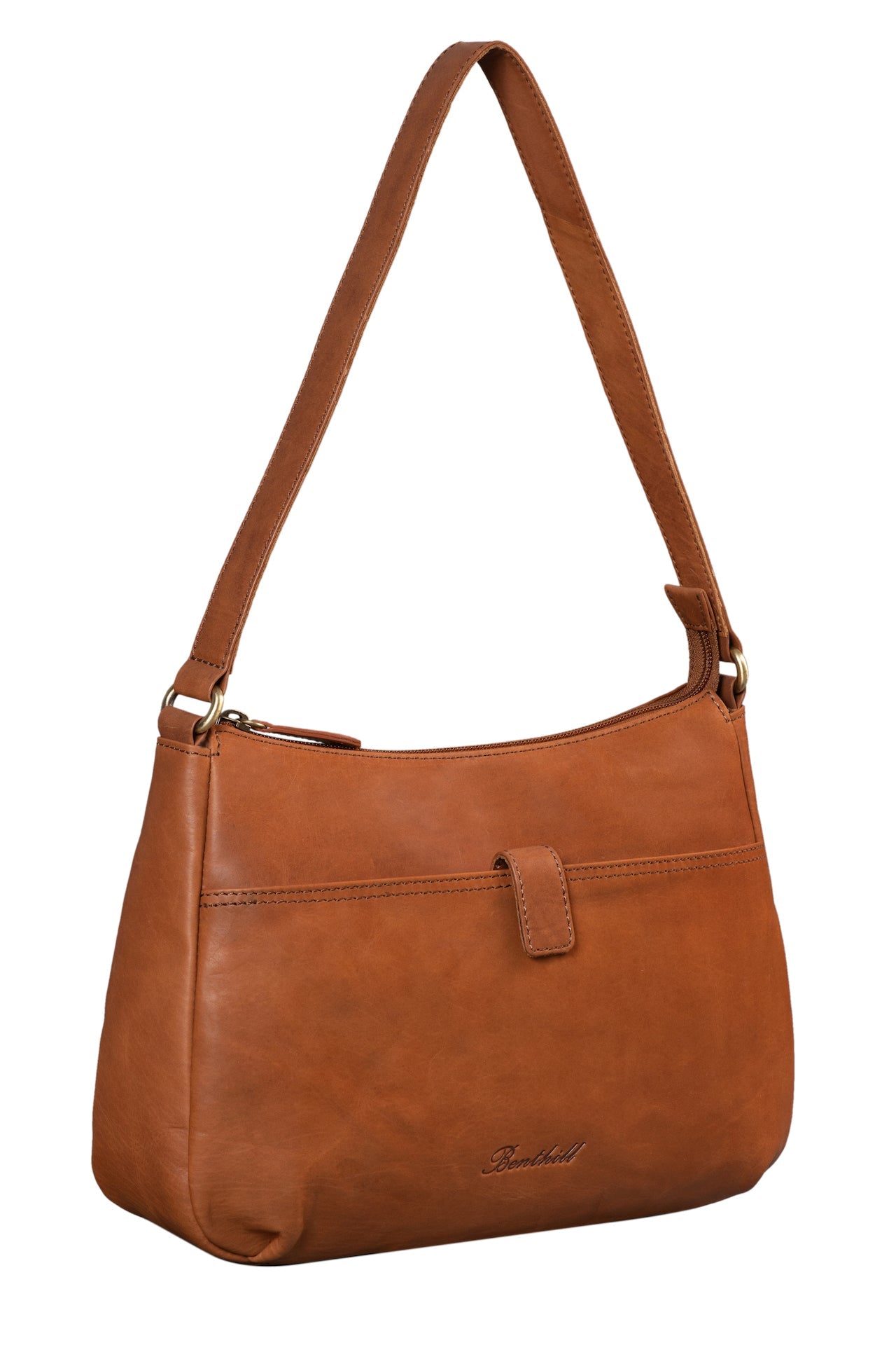 Benthill Handtasche Damen Leder - Damentasche aus Rindsleder - Echt Leder Schultertasche mit Reißverschluss - Vintage Umhängetasche