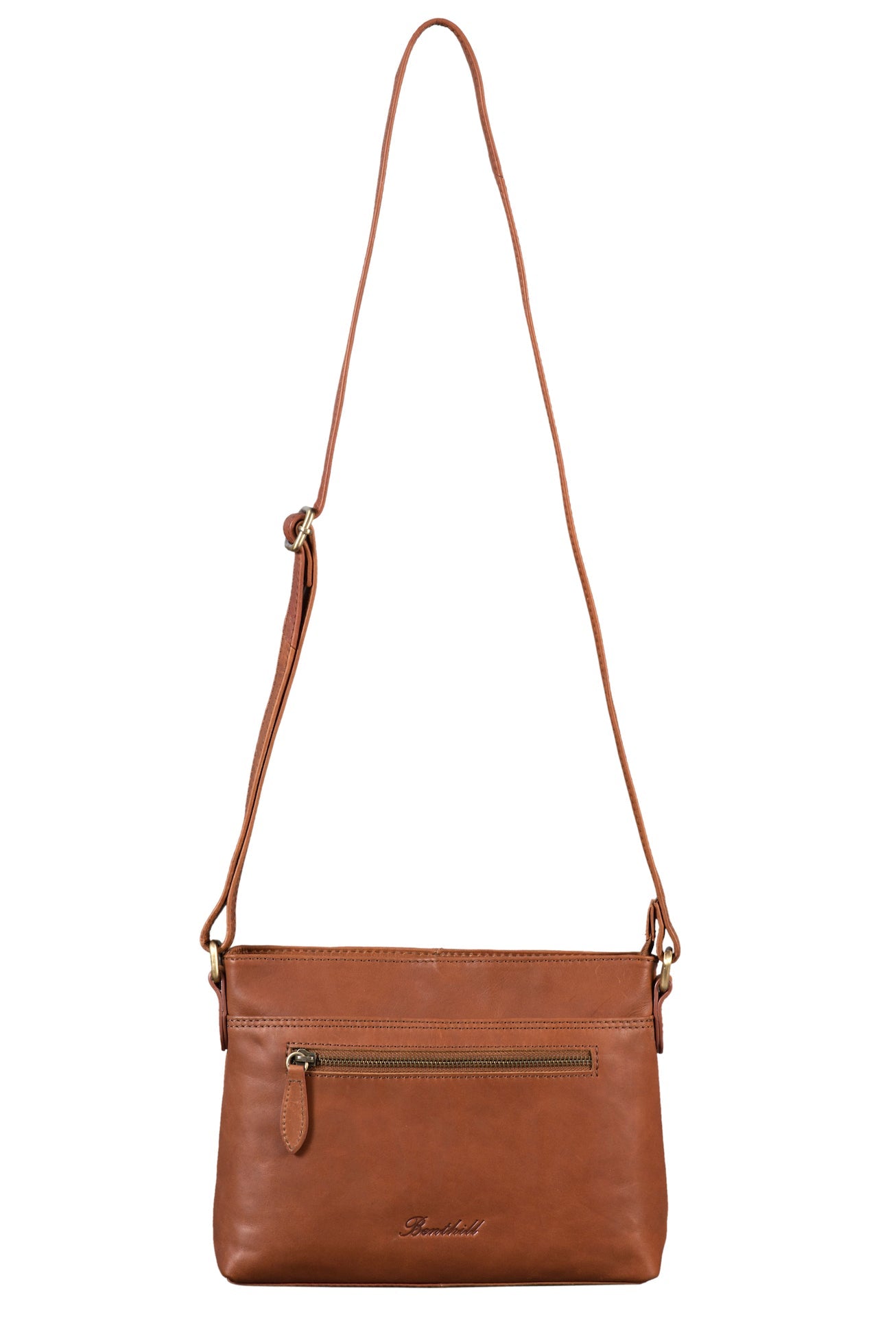 Benthill Damen Handtasche aus Echt-Leder - Schultertasche aus Rindsleder - Tasche mit Reißverschluss - Vintage Ledertasche / Umhängetasche