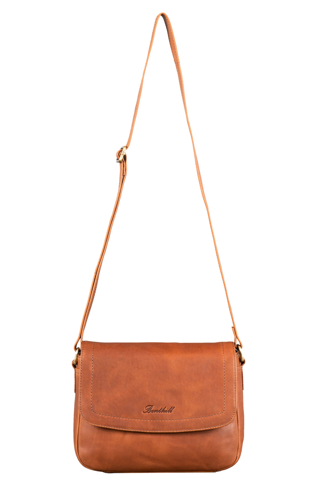 Benthill Handtasche Damen Leder - Umhängetasche aus Rindsleder - Schultertasche aus echtem Leder mit Reißverschluss - Vintage Bag Beutel