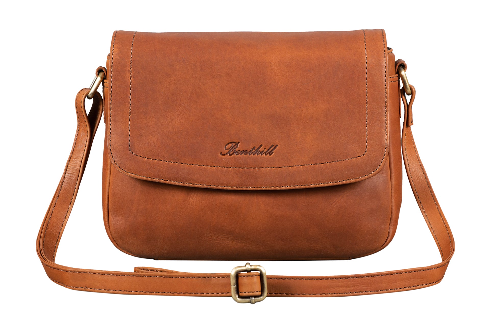 Benthill Handtasche Damen Leder - Umhängetasche aus Rindsleder - Schultertasche aus echtem Leder mit Reißverschluss - Vintage Bag Beutel