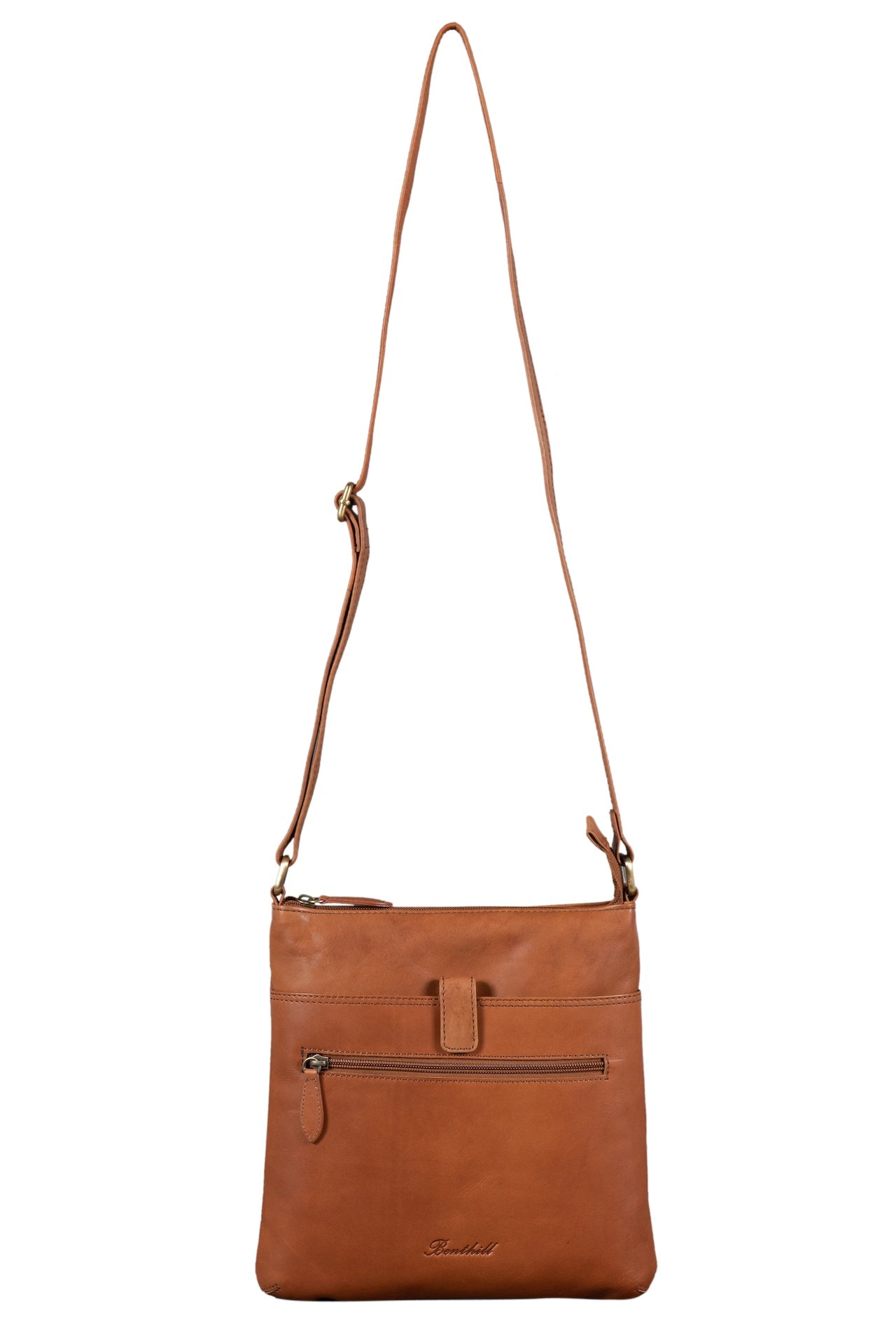 Benthill Umhängetasche Damen Leder - Shopper aus Rindsleder - Handtasche mit Reißverschluss - Schultertasche / Bag Beutel - Ledertasche