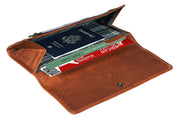Benthill Leder Reisebrieftasche - Schmale Dokumententasche - RFID Echt Leder Geldbörse / Travel Wallet - Reise Portemonnaie
