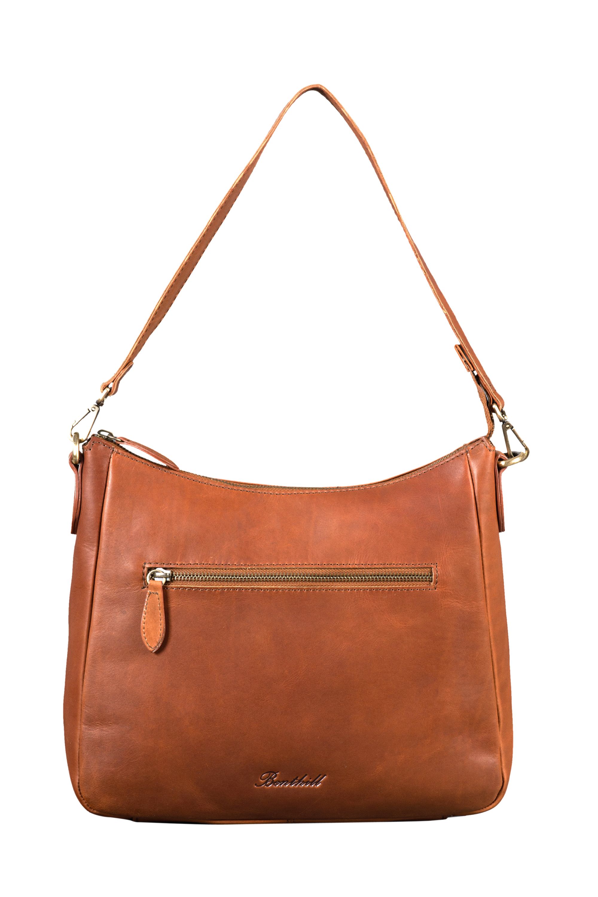 Benthill Damen Tasche Leder - Handtasche aus echtem Rindsleder - Umhängetasche mit Reißverschluss - Schultertasche / Ledertasche - Vintage Bag