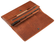 Benthill Leder Reisebrieftasche - Schmale Dokumententasche - RFID Echt Leder Geldbörse / Travel Wallet - Reise Portemonnaie