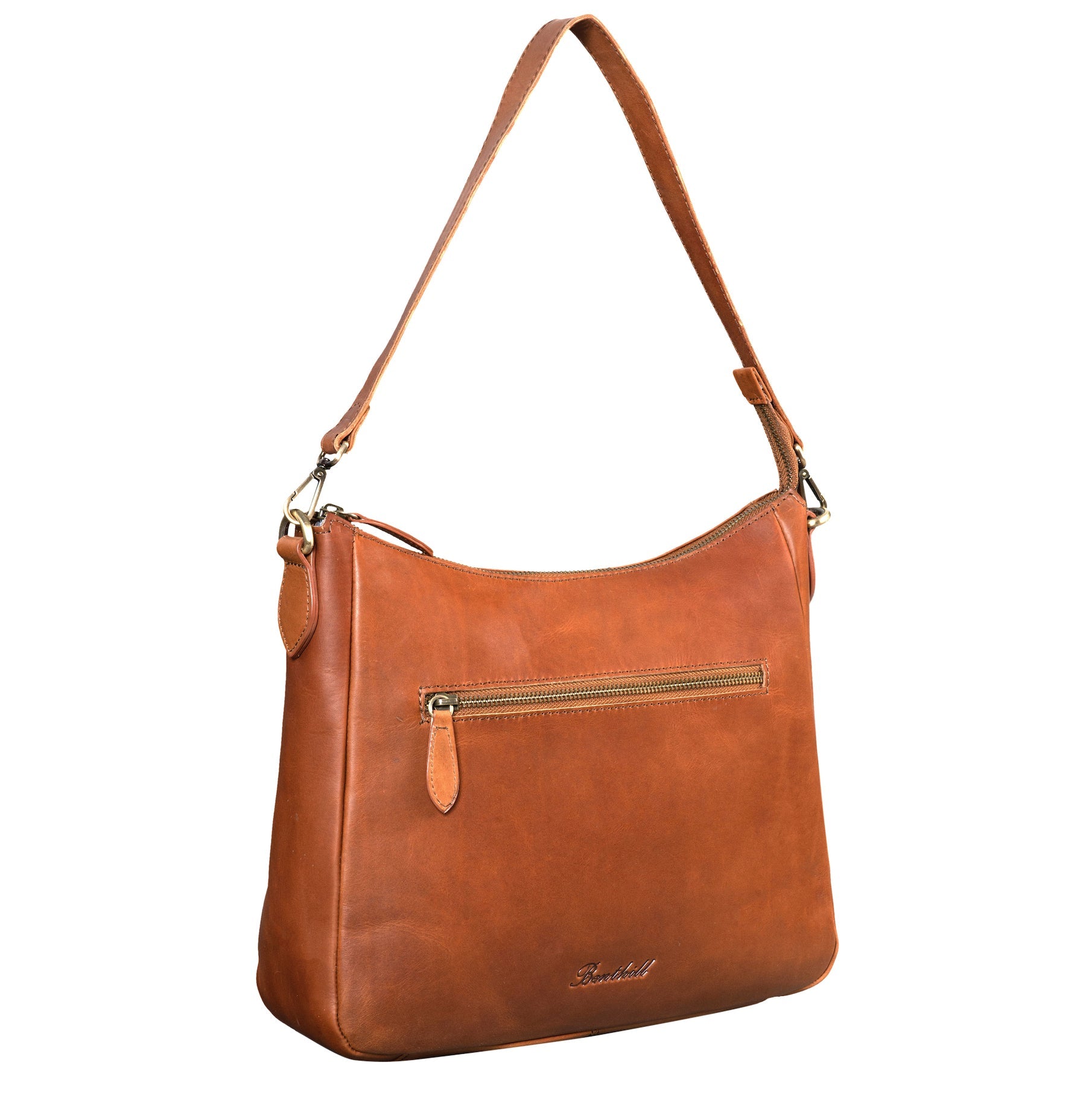 Benthill Damen Tasche Leder - Handtasche aus echtem Rindsleder - Umhängetasche mit Reißverschluss - Schultertasche / Ledertasche - Vintage Bag