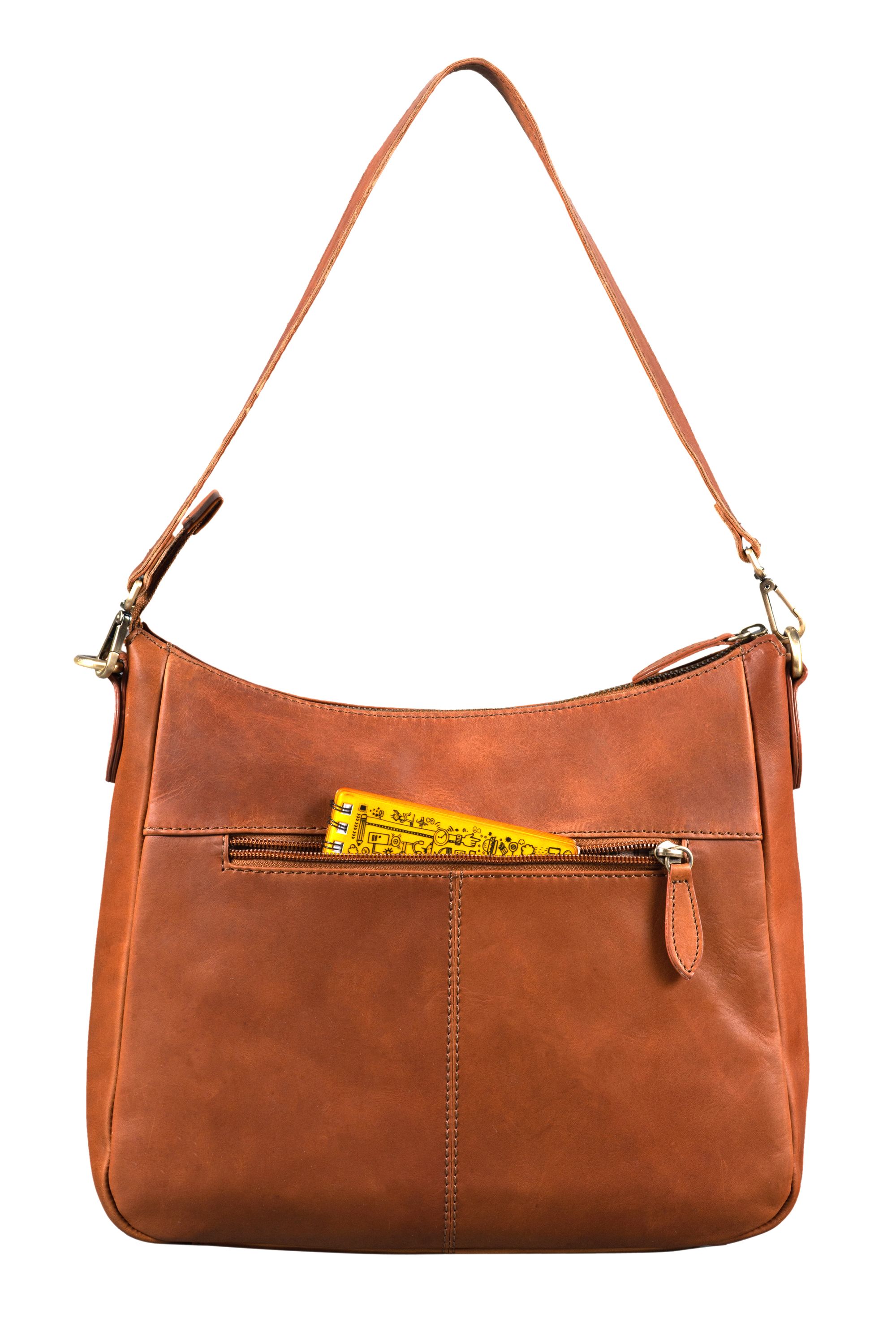 Benthill Damen Tasche Leder - Handtasche aus echtem Rindsleder - Umhängetasche mit Reißverschluss - Schultertasche / Ledertasche - Vintage Bag