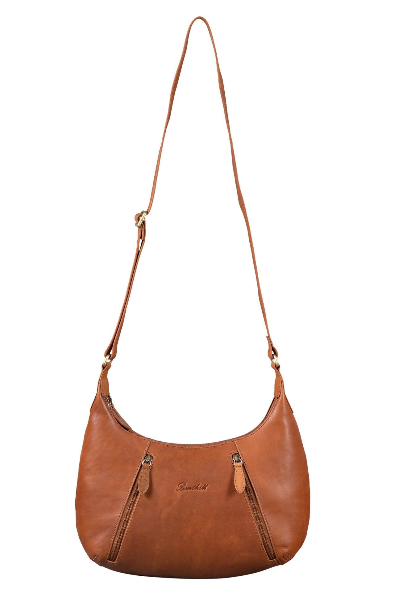 Benthill Damen Handtasche Leder - Damentasche aus Rindsleder - Umhängetasche mit Reißverschluss - Vintage Frauen Schultertasche