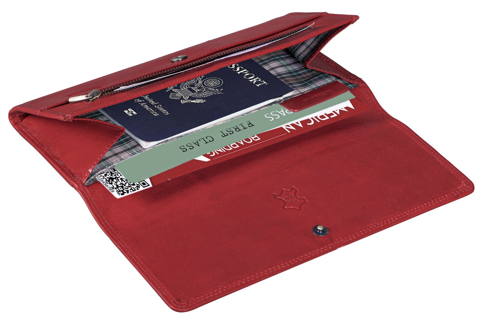 Benthill Leder Reisebrieftasche - Schmale Dokumententasche - RFID Echt Leder Geldbörse / Travel Wallet - Reise Portemonnaie