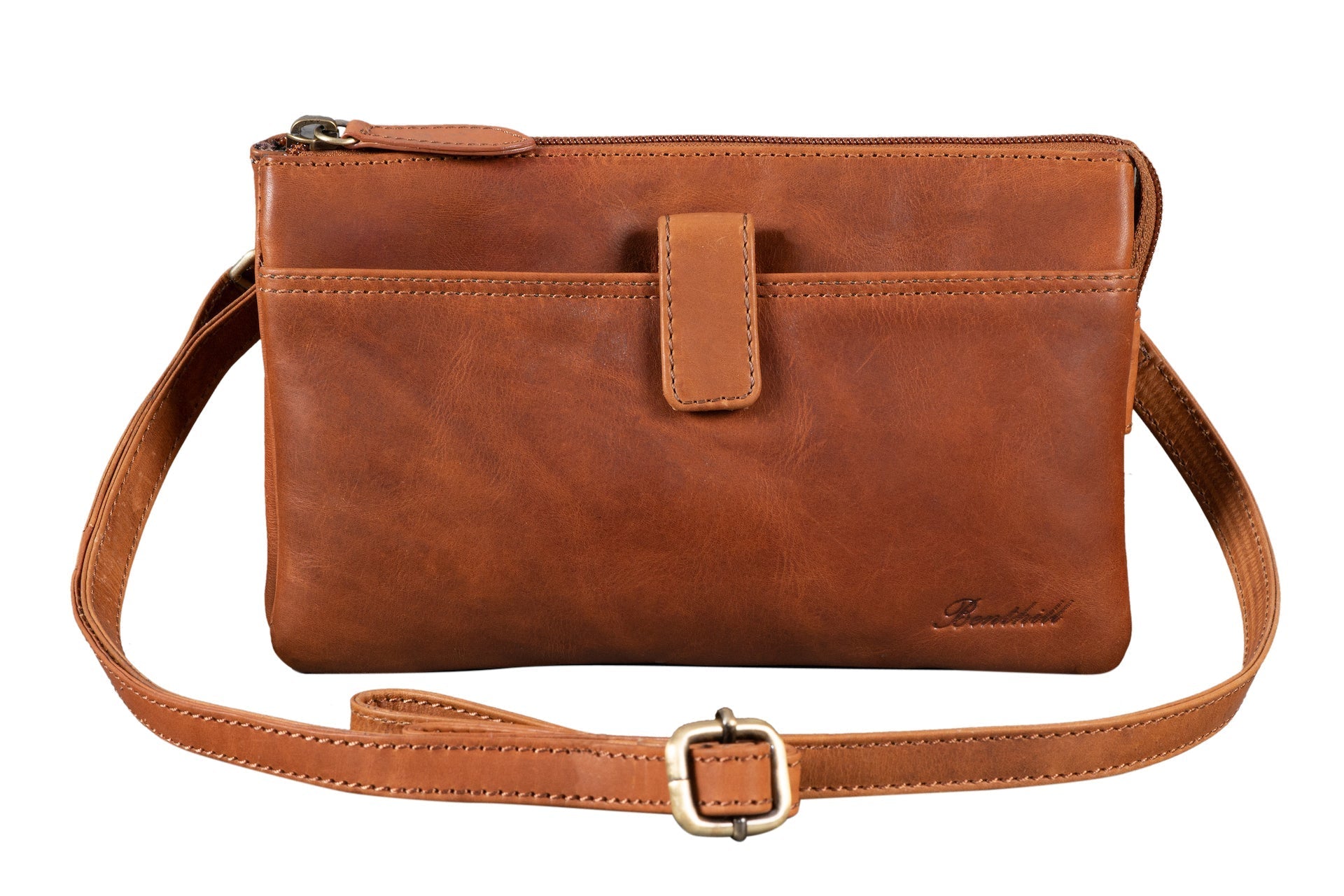 Benthill Leder Umhängetasche - Reisebrieftasche aus echtem Rindsleder - Schultertasche mit Reißverschluss - Oragnizer / Ledertasche - Herren / Damen