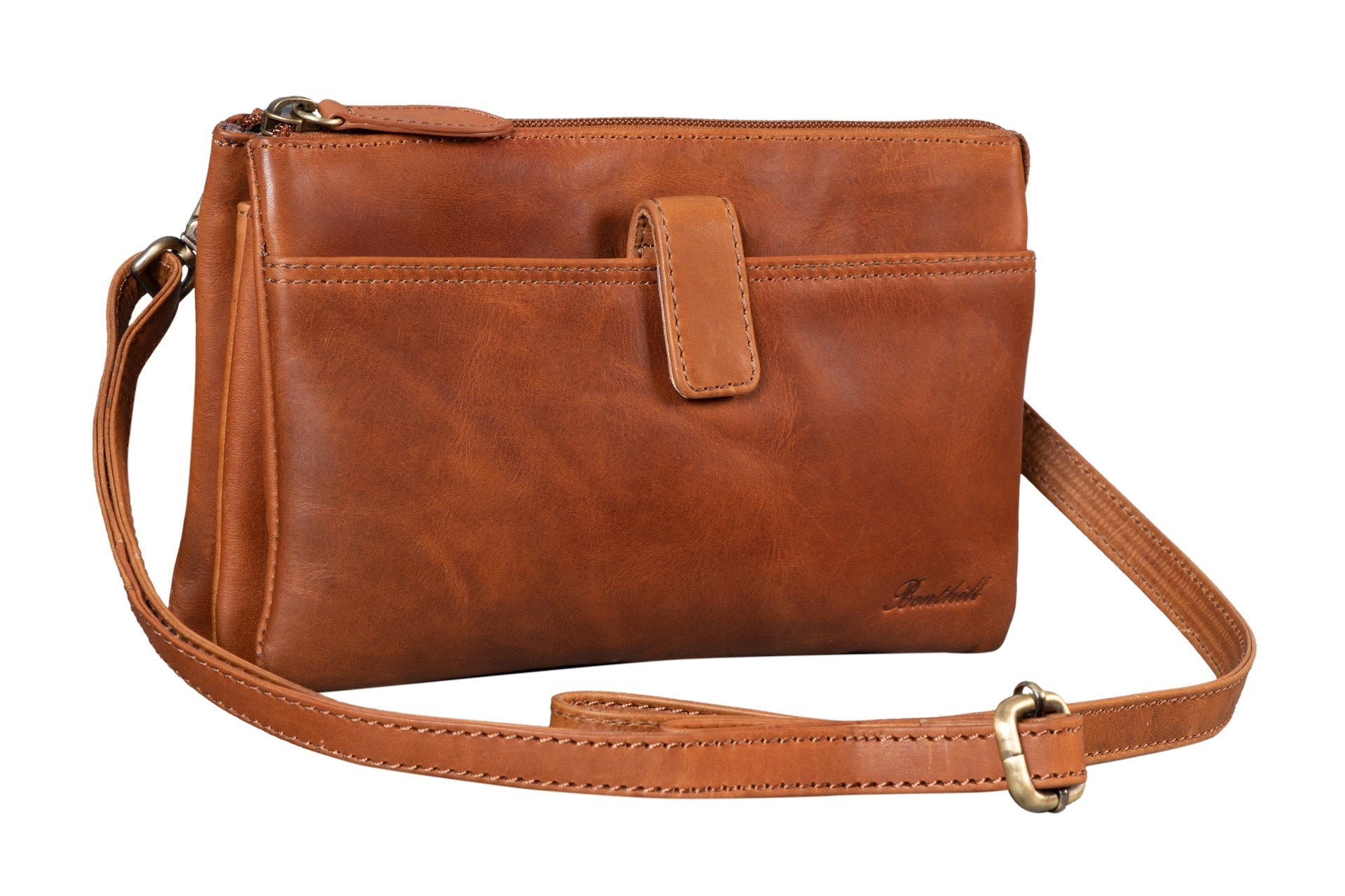Benthill Leder Umhängetasche - Reisebrieftasche aus echtem Rindsleder - Schultertasche mit Reißverschluss - Oragnizer / Ledertasche - Herren / Damen