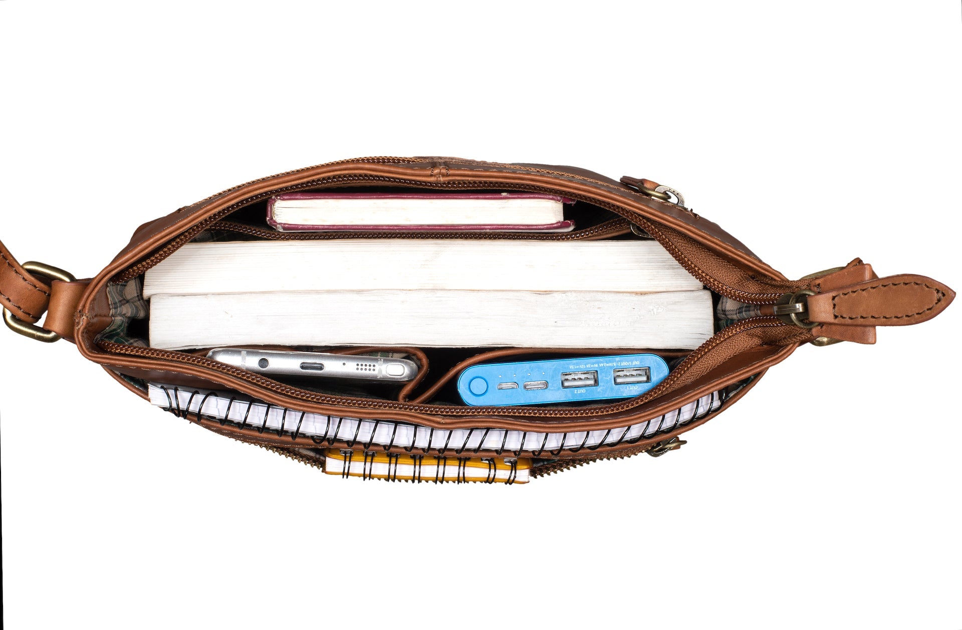 Benthill Damen Handtasche aus Echt-Leder - Schultertasche aus Rindsleder - Tasche mit Reißverschluss - Vintage Ledertasche / Umhängetasche