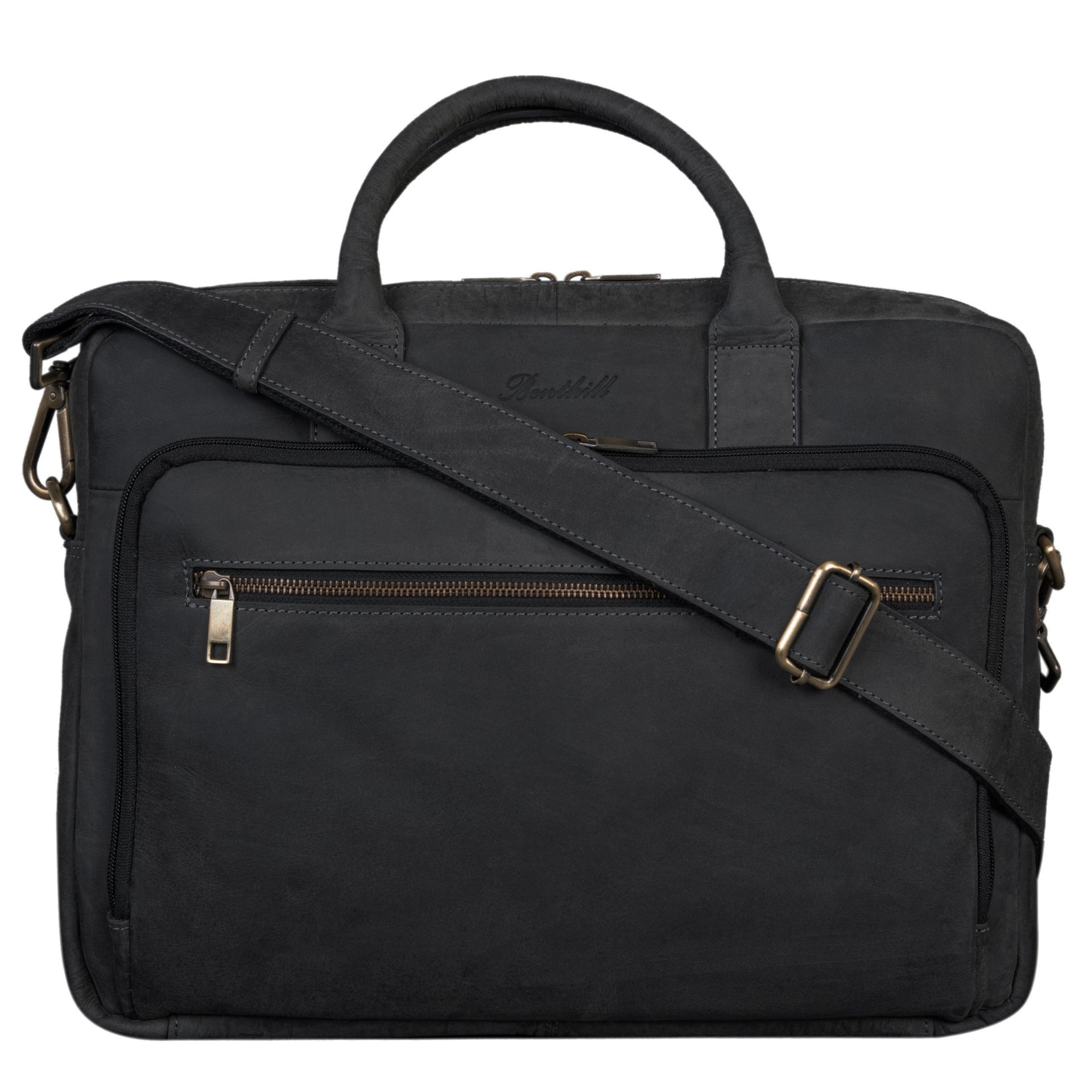 Benthill Aktentasche Leder Laptoptasche - Schultertasche für Herren und Damen Gross - Briefcase - Umhängetasche aus echtem Leder - Große Ledertasche für Laptop