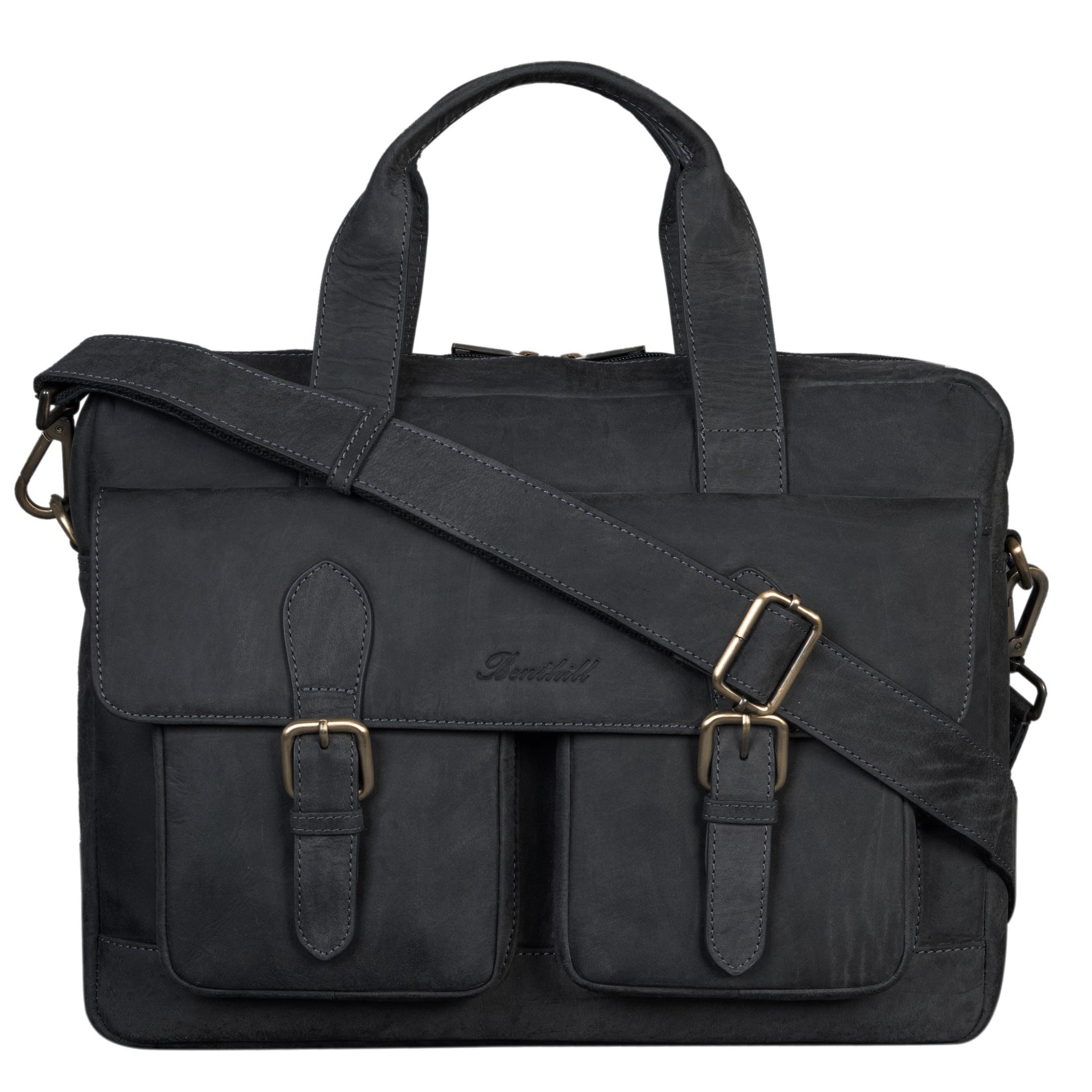 Benthill Aktentasche Leder Laptoptasche - Ledertasche für Herren und Damen Gross - Briefcase - Umhängetasche aus echtem Leder - Große Schultertasche für Laptop