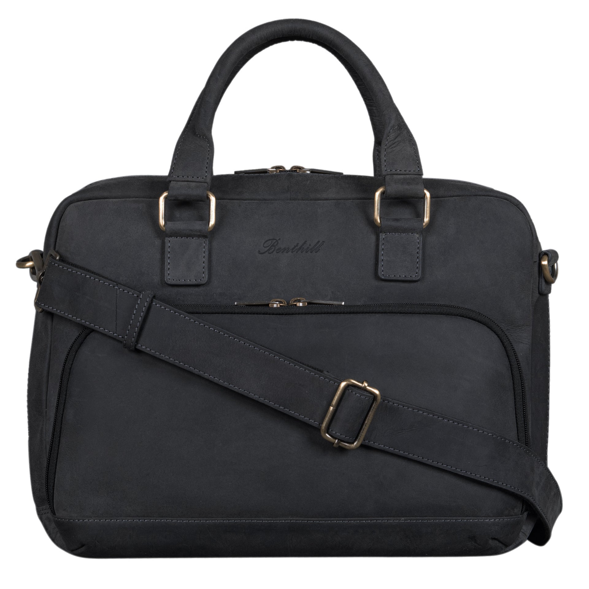 Benthill Aktentasche Leder Laptoptasche - Ledertasche für Herren und Damen Gross - Umhängetasche aus echtem Leder - Große Schultertasche für Laptop