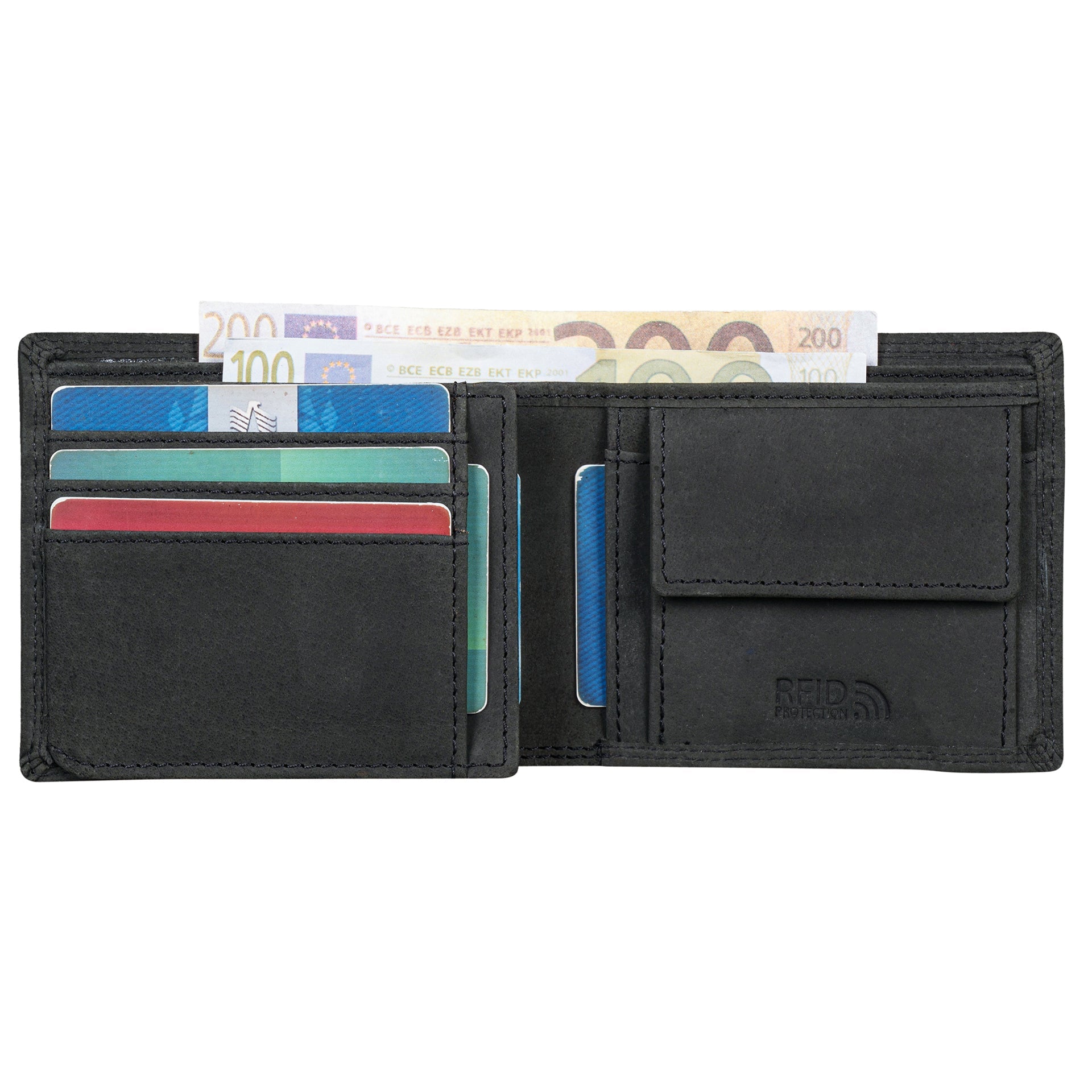 Benthill Herren Geldbörse Leder - Geldbeutel mit RFID-Schutz - Slim Portemonnaie für Herren - Echte Vintage Ledergeldbörse