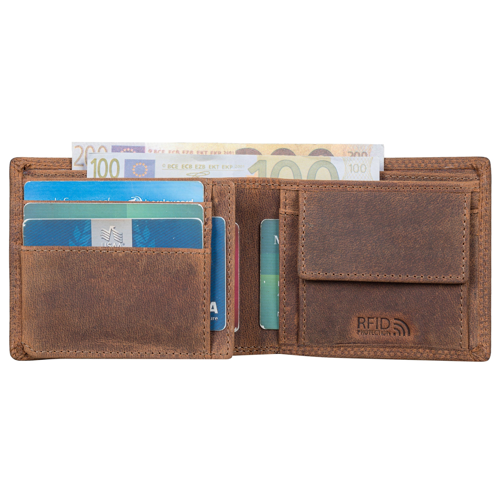 Benthill Herren Geldbörse Leder - Geldbeutel mit RFID-Schutz - Slim Portemonnaie für Herren - Echte Vintage Ledergeldbörse