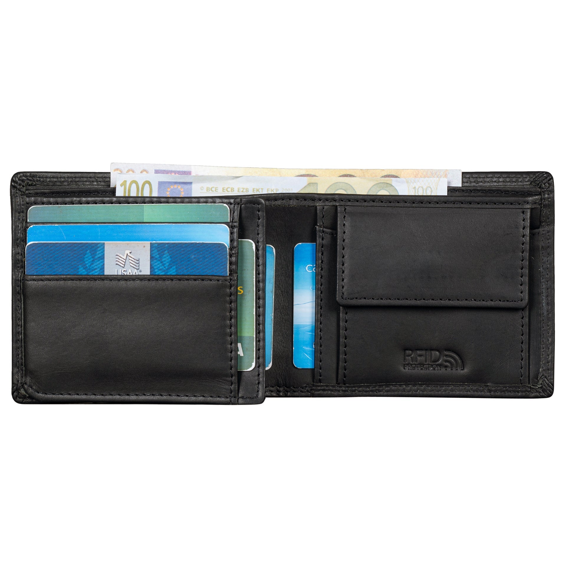 Benthill Herren Geldbörse Leder - Geldbeutel mit RFID-Schutz - Slim Portemonnaie für Herren - Echte Vintage Ledergeldbörse
