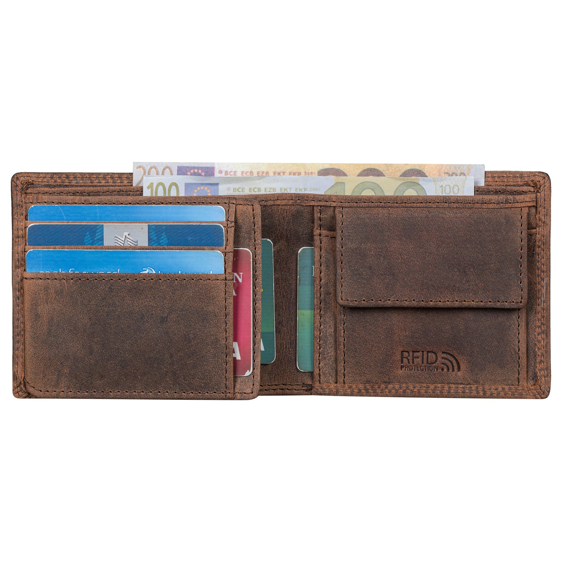 Benthill Herren Geldbörse Leder - Geldbeutel mit RFID-Schutz - Slim Portemonnaie für Herren - Echte Vintage Ledergeldbörse
