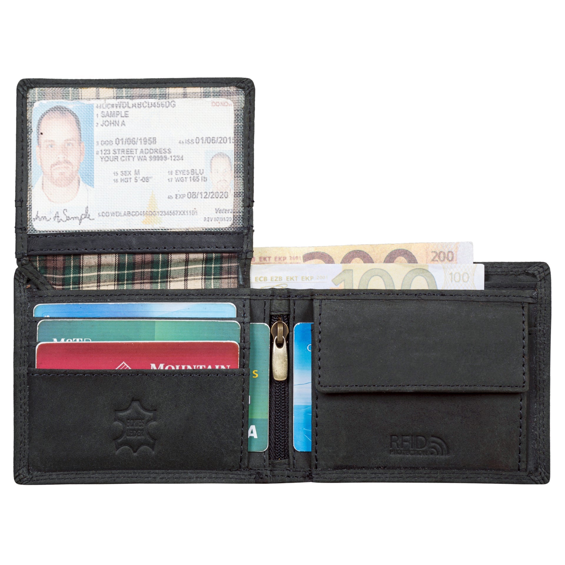 Benthill Geldbörse Herren Echt-Leder - Geldbeutel mit RFID-Schutz - Slim Portemonnaie für Männer - Echtem Vintage Leder