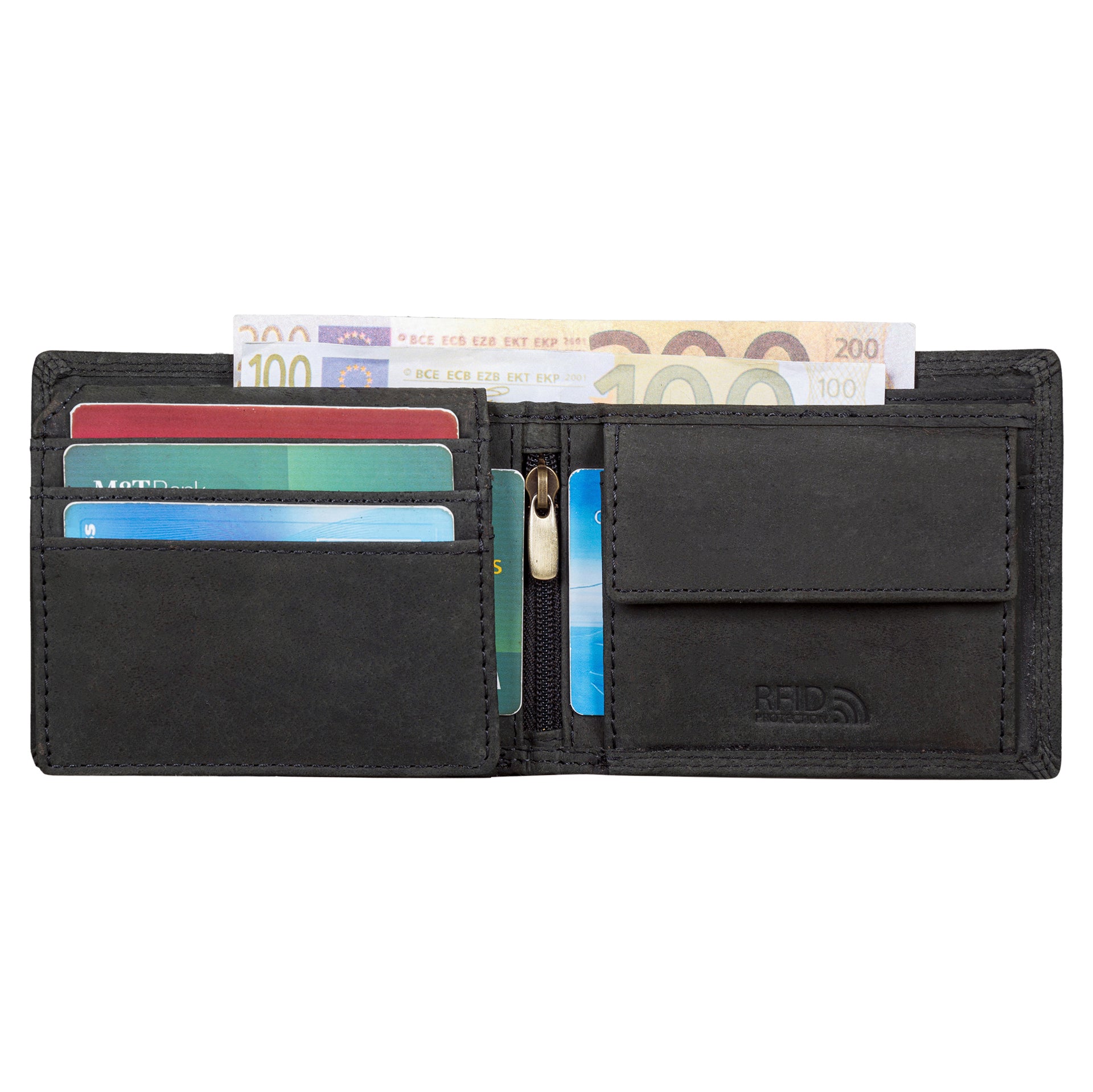 Benthill Geldbörse Herren Echt-Leder - Geldbeutel mit RFID-Schutz - Slim Portemonnaie für Männer - Echtem Vintage Leder