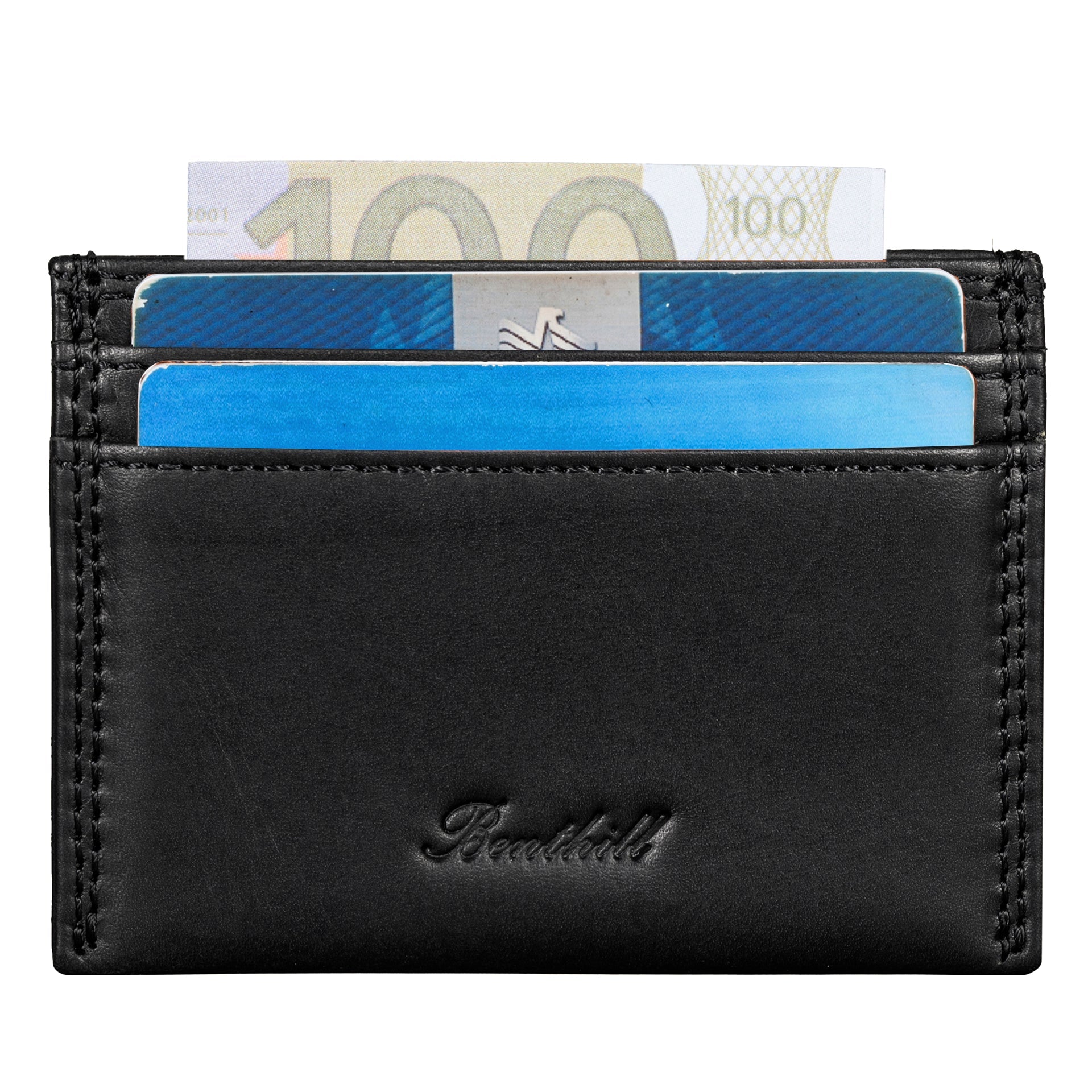 Benthill Kartenetui aus Echt Leder | Slim Mini Geldbörse für Damen & Herren | RFID Schutz - Kleines Portemonnaie
