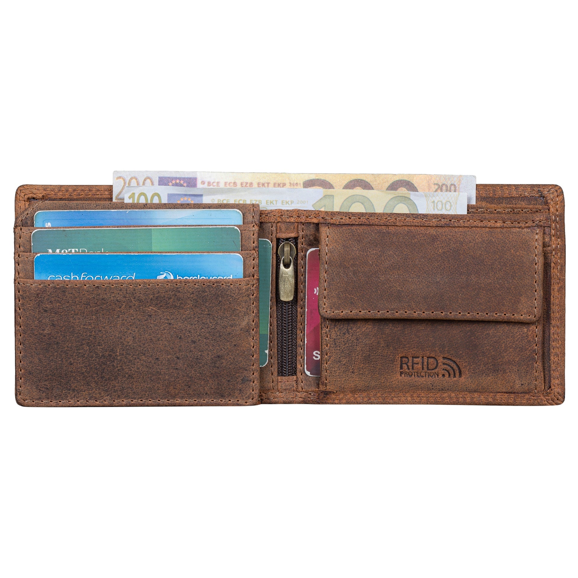 Benthill Geldbörse Herren Echt-Leder - Geldbeutel mit RFID-Schutz - Slim Portemonnaie für Männer - Echtem Vintage Leder