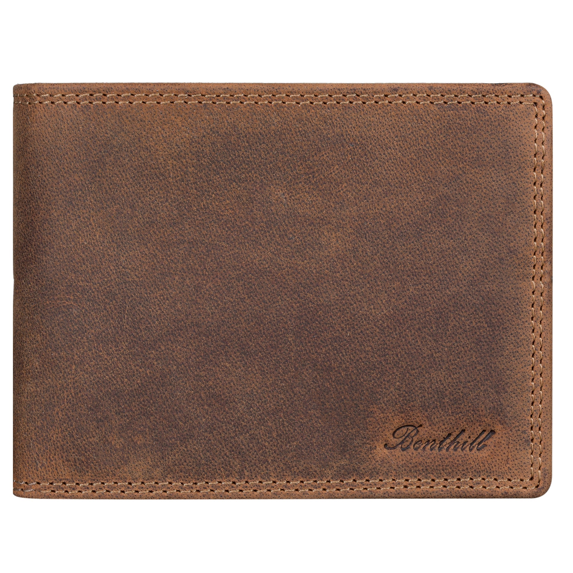 Benthill Herren Geldbörse aus Echt-Leder - Geldbeutel mit RFID-Schutz - Großes Portemonnaie für Herren - Vintage Leder