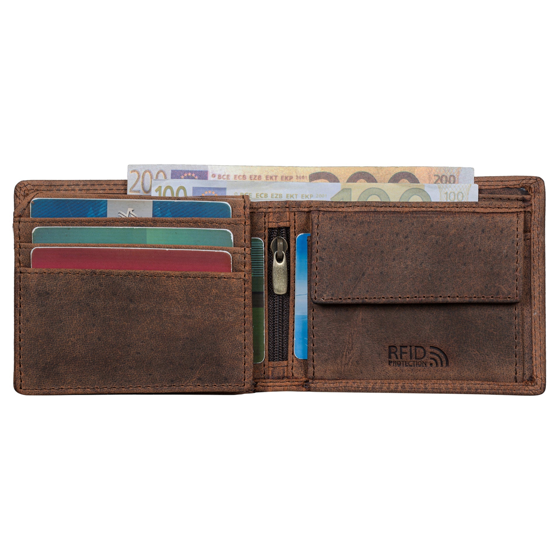 Benthill Geldbörse Herren Echt-Leder - Geldbeutel mit RFID-Schutz - Slim Portemonnaie für Männer - Echtem Vintage Leder