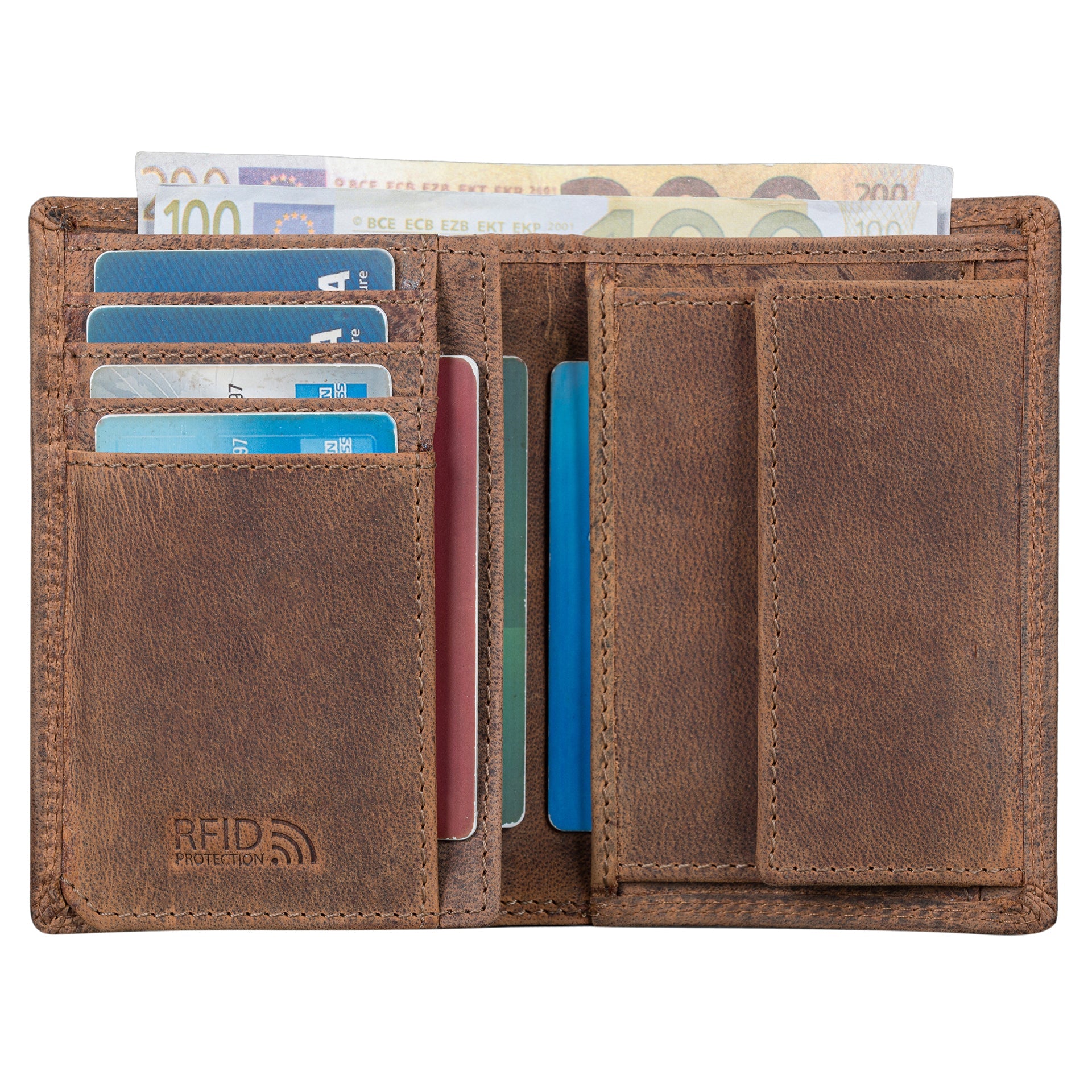 Benthill Herren Ledergeldbörse - Geldbeutel mit RFID-Schutz - Slim Portemonnaie für Herren - Echtem Vintage Leder