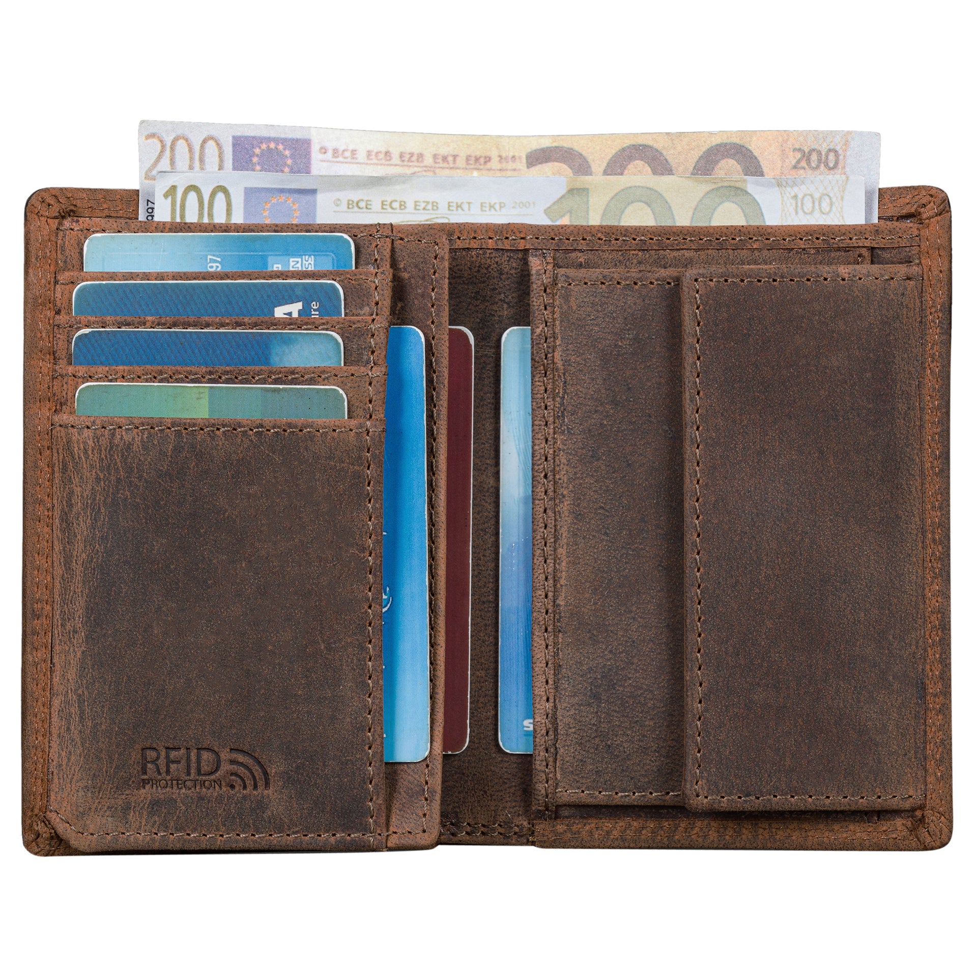Benthill Herren Ledergeldbörse - Geldbeutel mit RFID-Schutz - Slim Portemonnaie für Herren - Echtem Vintage Leder