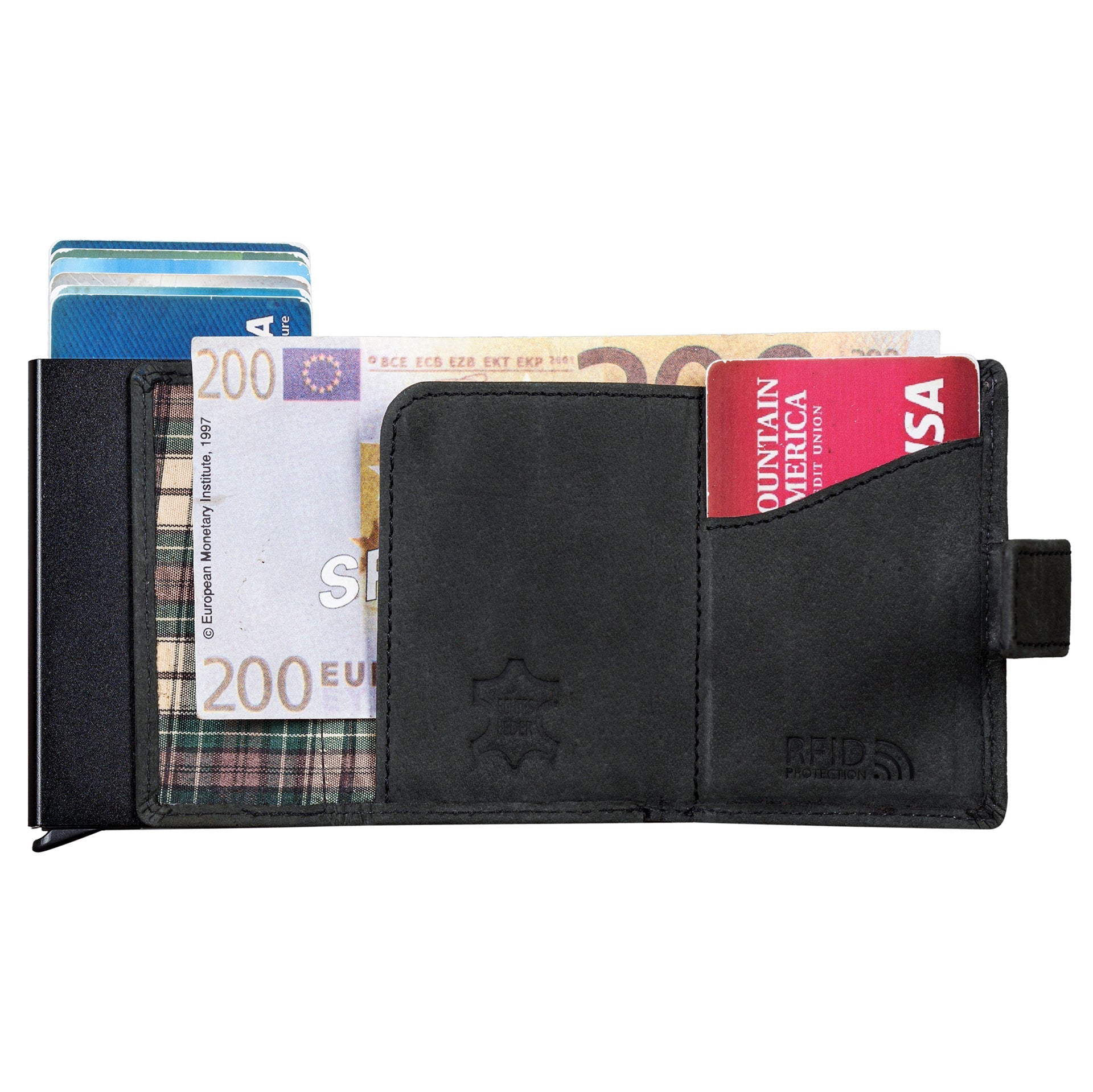 Benthill Geldbörse Herren Echt Leder - Smart Wallet Klein mit RFID-Schutz - Slim Portemonnaie für Männer - Kreditkartenetui