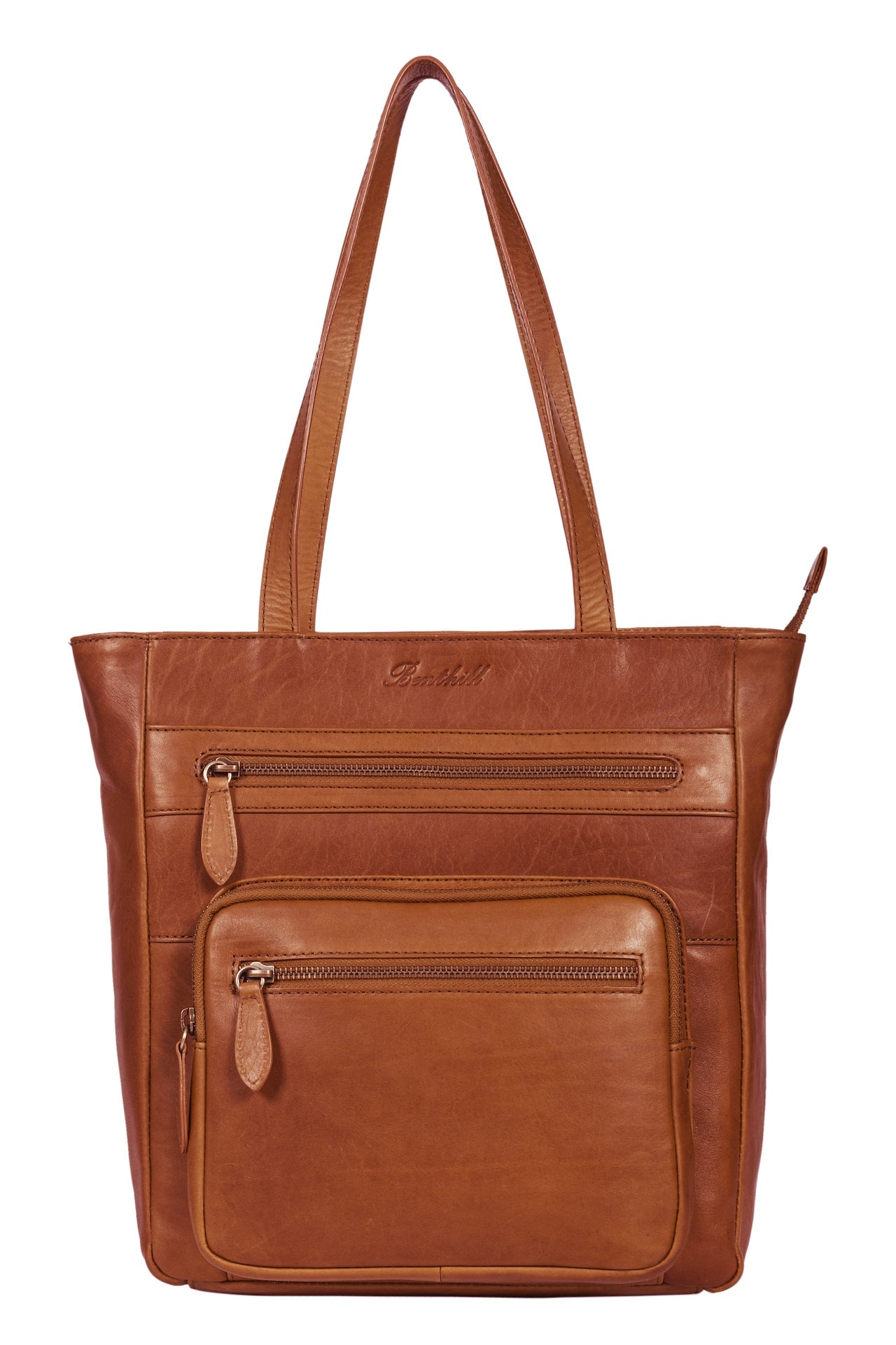 Benthill Schultertasche Damen Echt Leder | Shopper aus echtem Rindsleder | Vintage Handtasche mit vielen Fächern | Damen-Leder-Tasche | Beutel