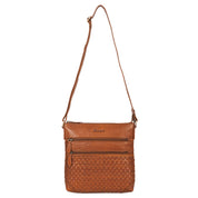 Benthill Echt Leder Umhängetasche | Damen Schultertasche aus Rindsleder | Schmale Vintage Damen Handtasche mit geflochtenem Muster