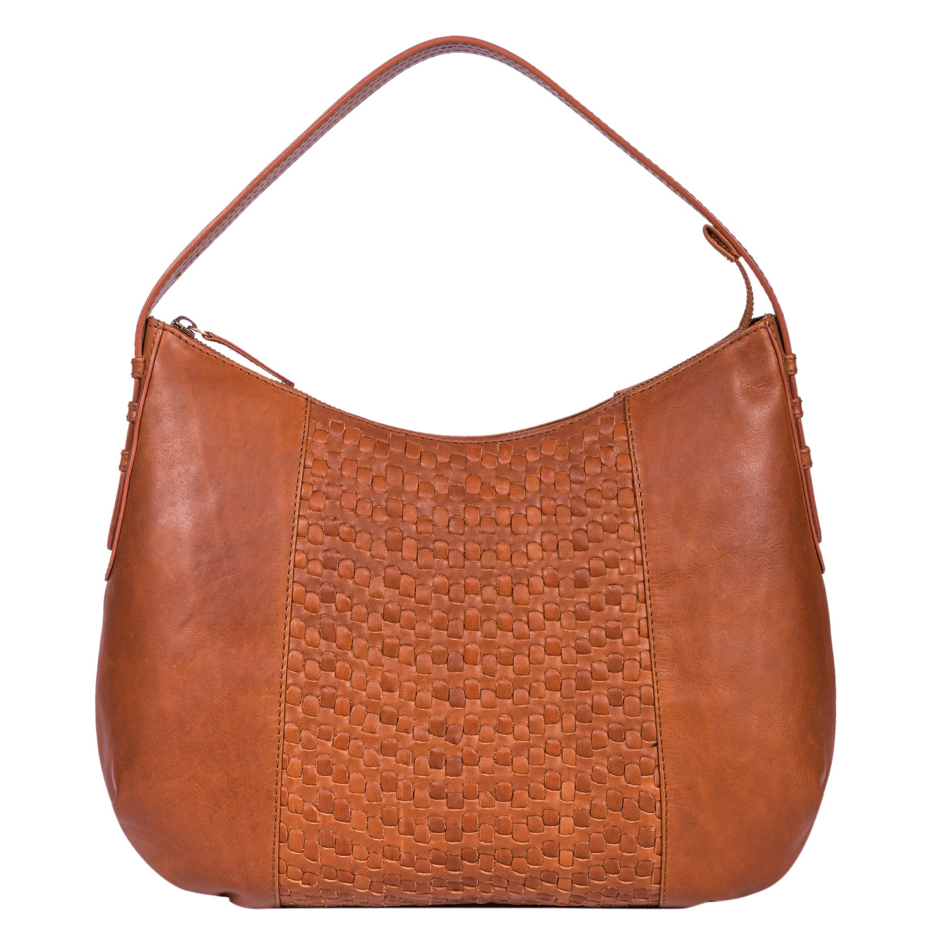 Benthill Schultertasche Damen Echt Leder | Henkeltasche aus hochwertigem Rindsleder | Kleine Vintage Hobo Bag Beutel mit geflochtenem Muster