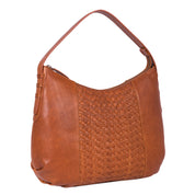 Benthill Schultertasche Damen Echt Leder | Henkeltasche aus hochwertigem Rindsleder | Kleine Vintage Hobo Bag Beutel mit geflochtenem Muster